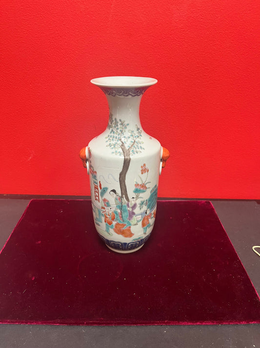 Stunning 10 inch antique Chinese 19 century signed handpainted porcelain vase  Stunning quality