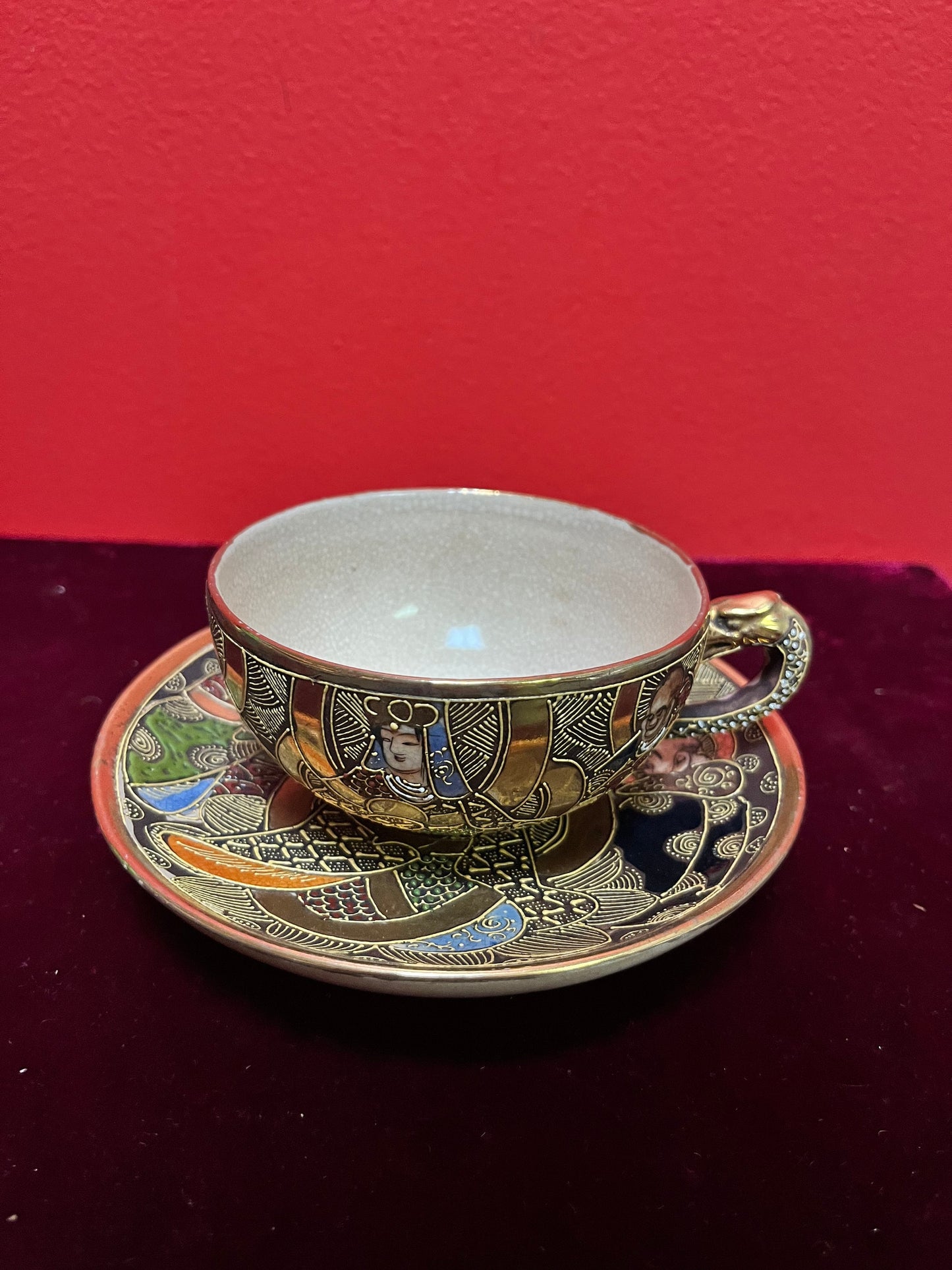 Stunning, Japanese handpainted Satsuma cup and saucer  wonderful condition  multiple available