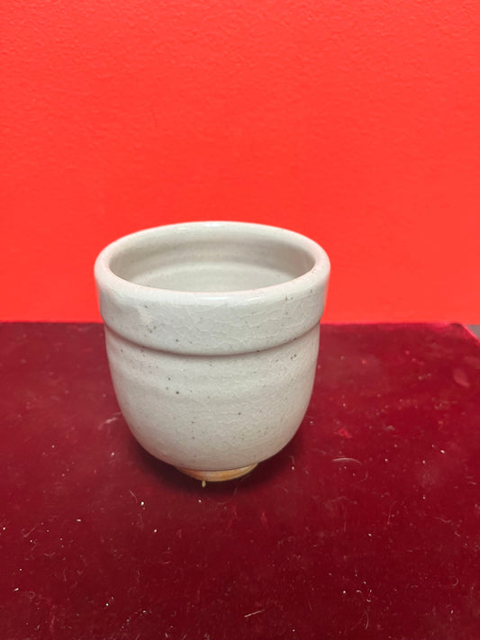 Lovely Japanese inspired  Vancouver Island artist Jesse Birch  celadon glazed tea cup  simple and inspiring design  perfect condition