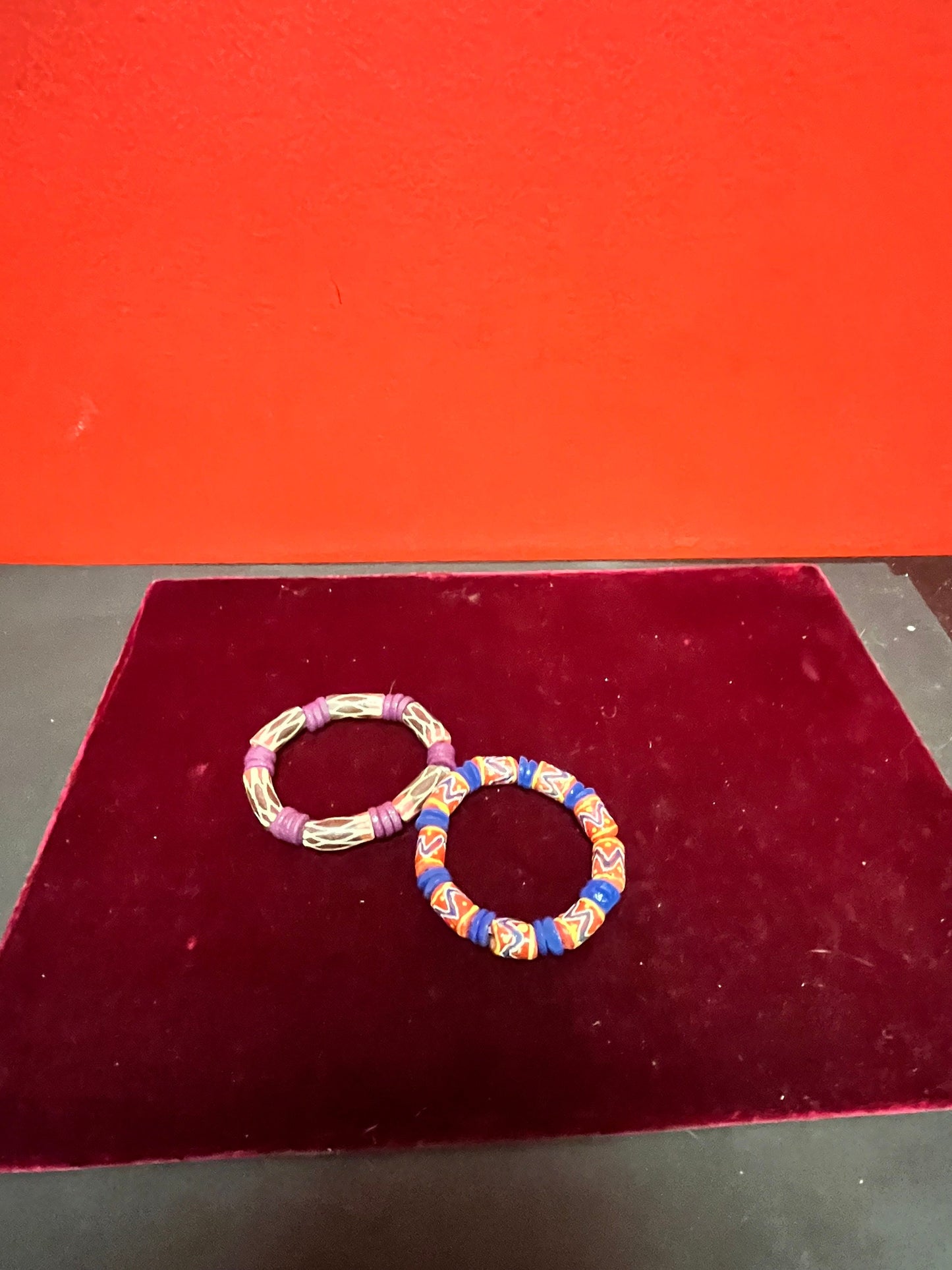 Tribal Venetian glass trade bead African expandable bracelets  pretty