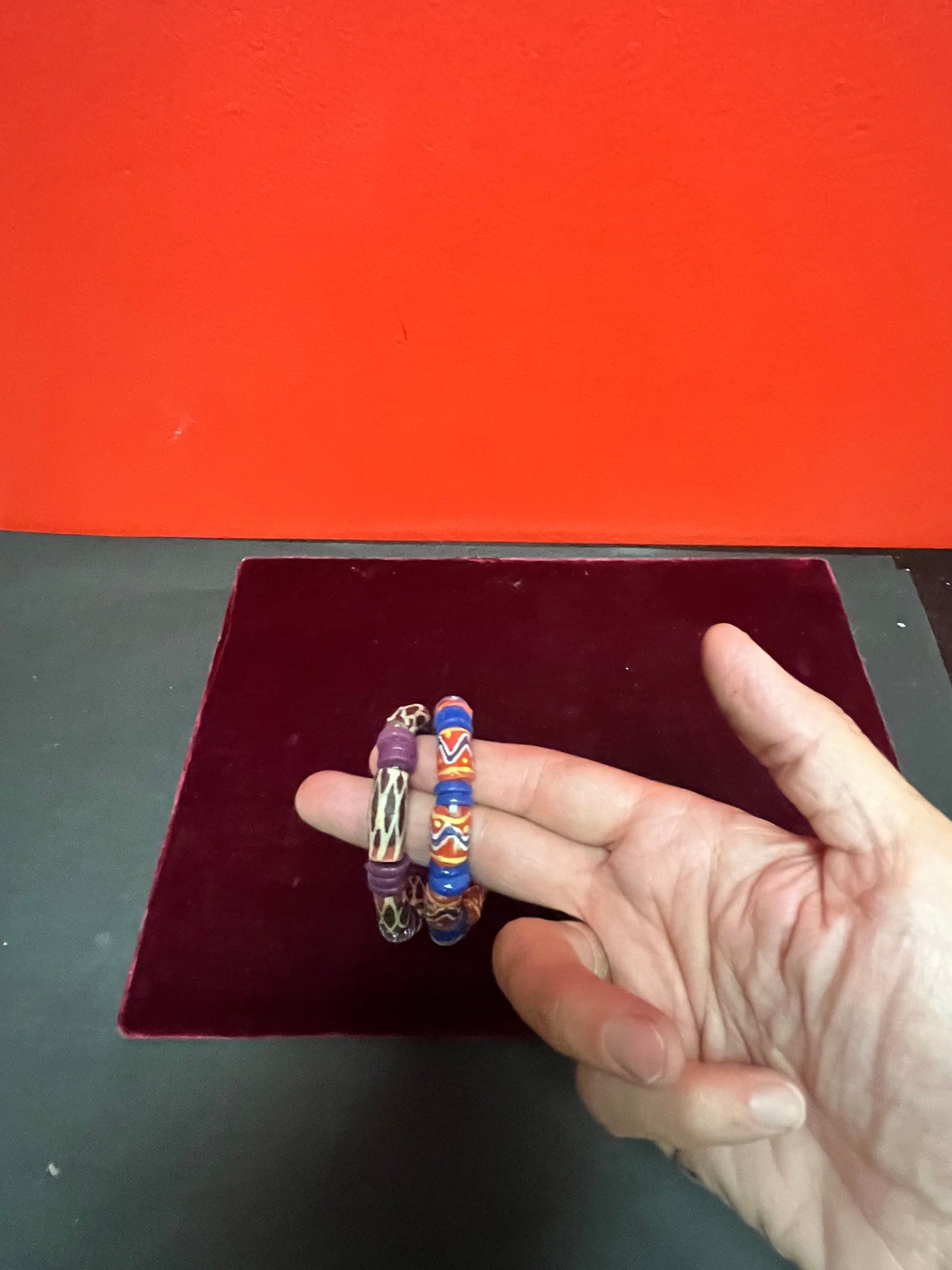 Tribal Venetian glass trade bead African expandable bracelets  pretty