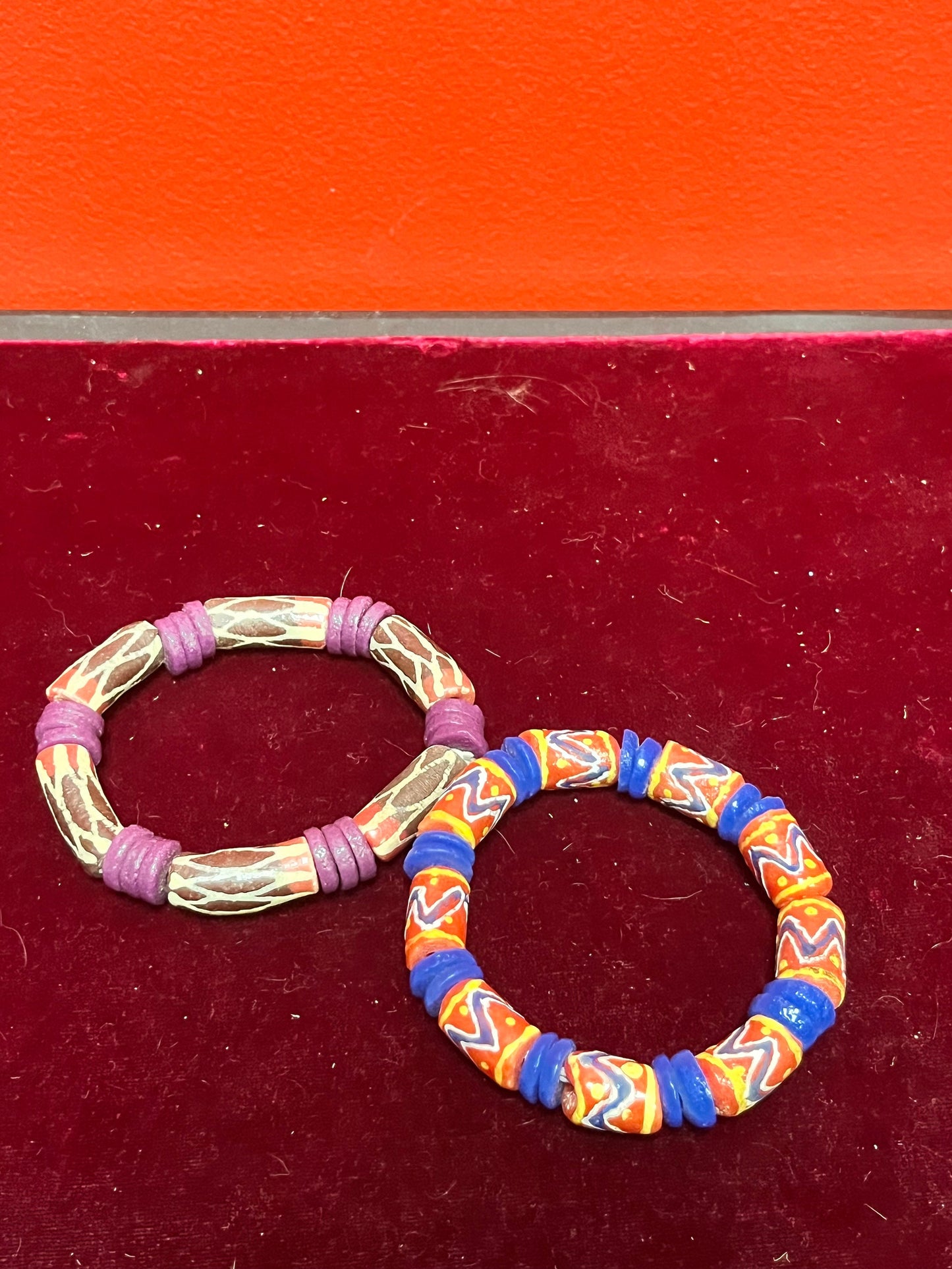 Tribal Venetian glass trade bead African expandable bracelets  pretty