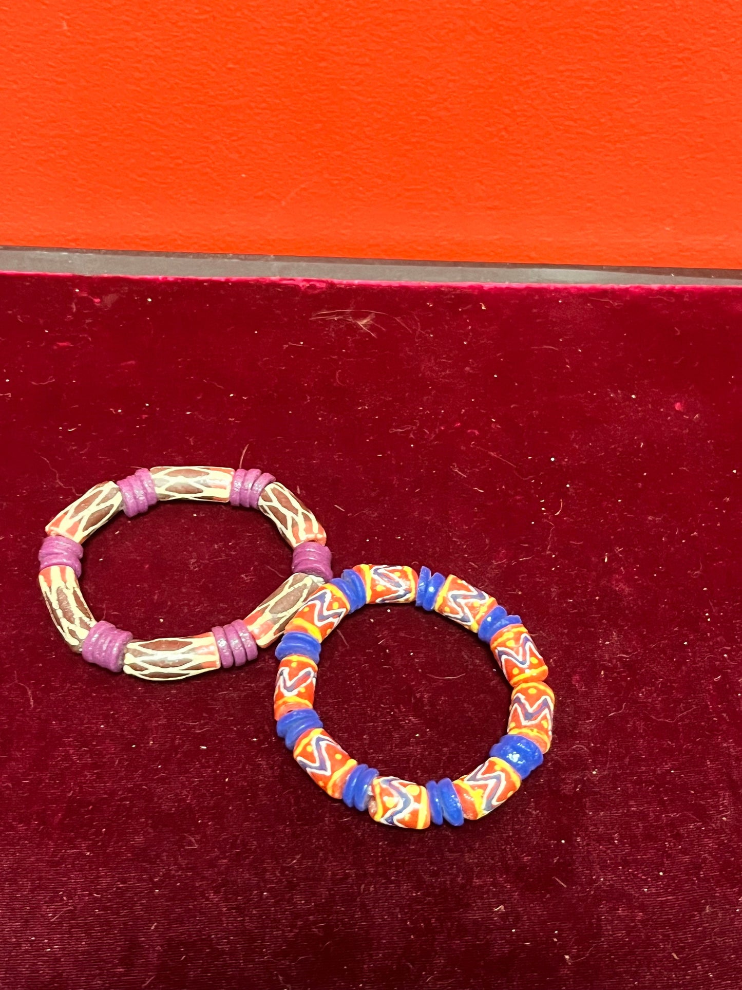 Tribal Venetian glass trade bead African expandable bracelets  pretty