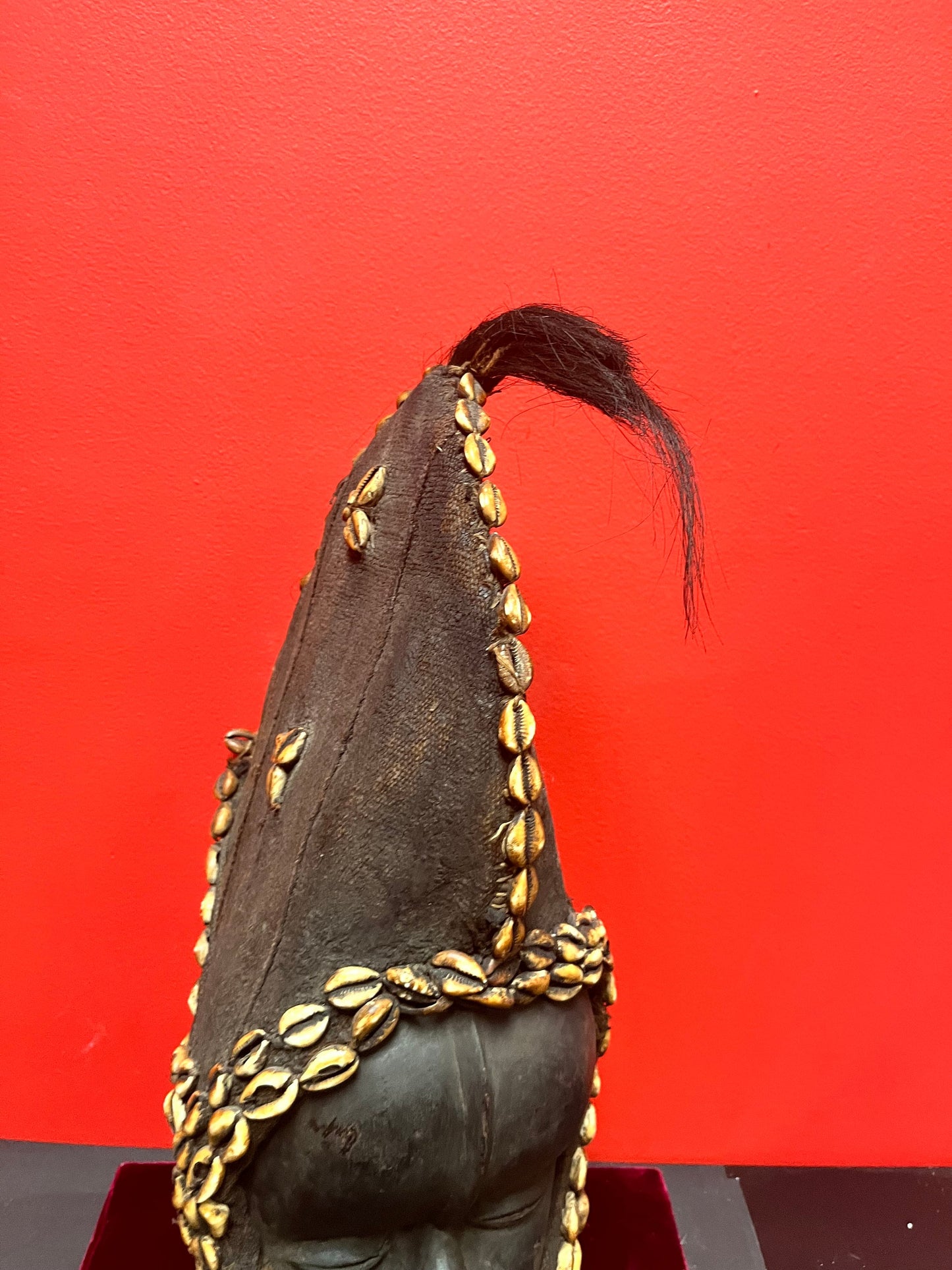 22 x 5 ancient museum quality western African mask with puka shells  ceremonial and very rare  wonderful condition