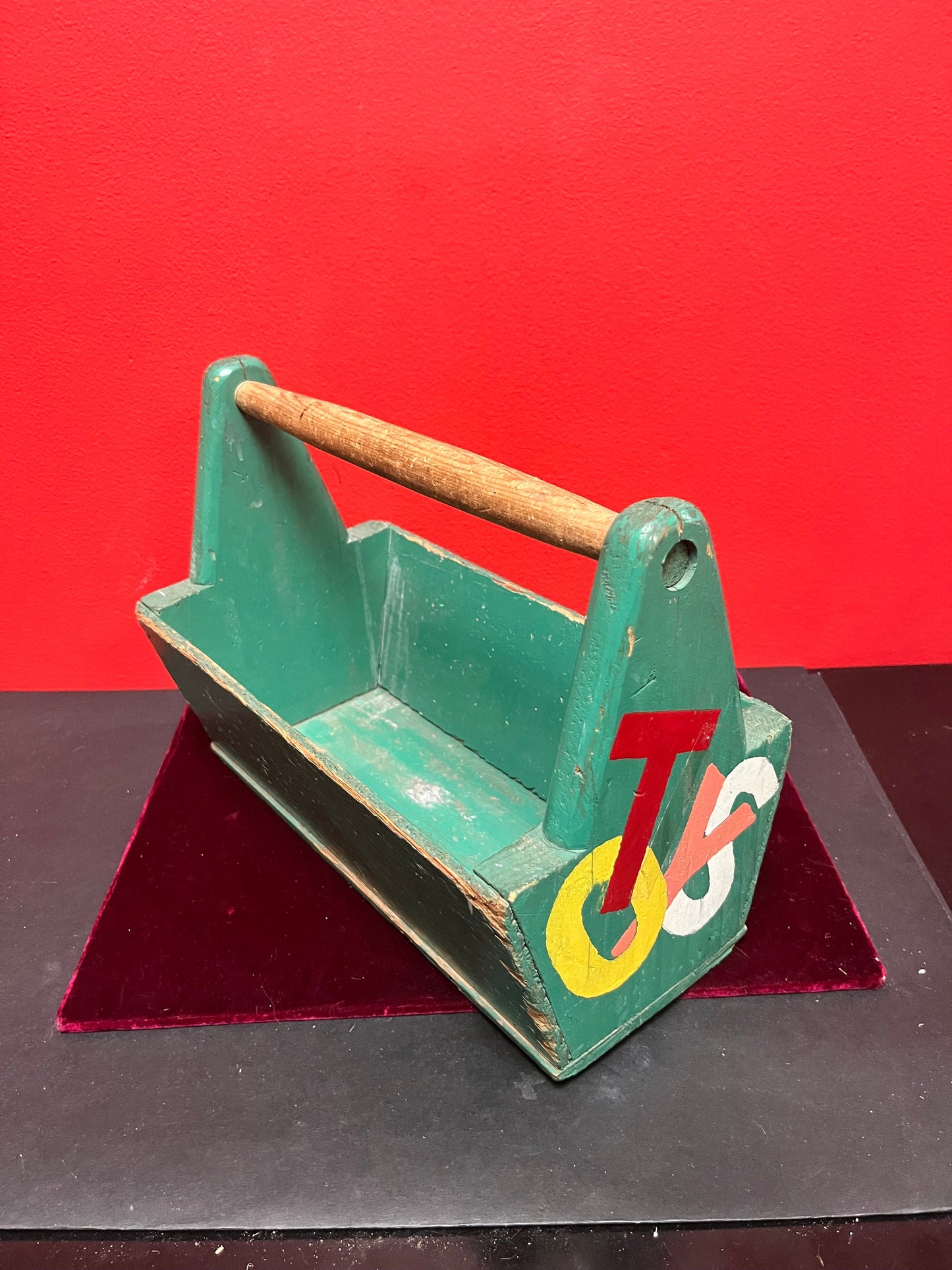 Beautiful antique 12 x 7 x 10 high primitive wooden childs tool box  wonderful Patina