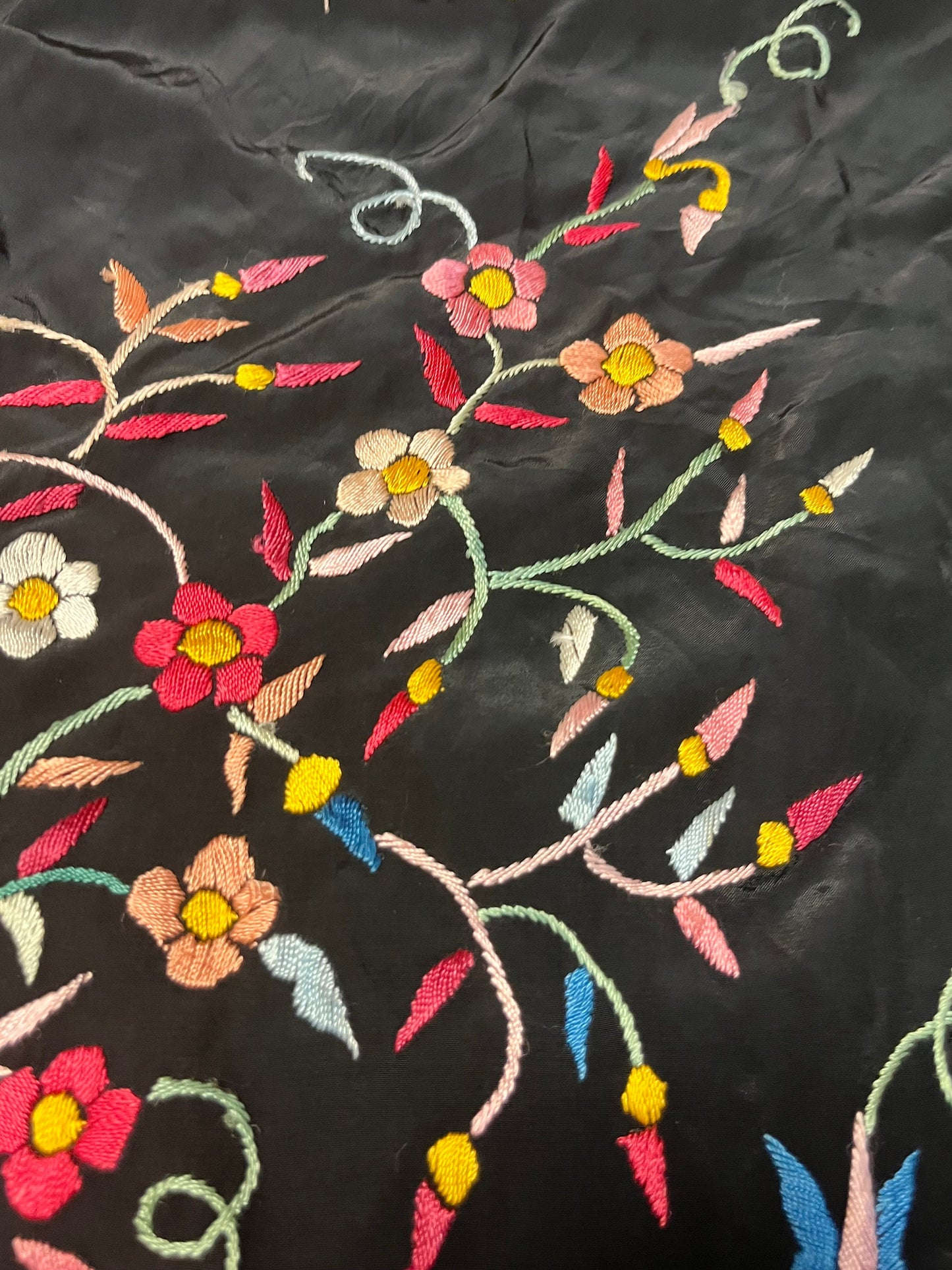 Stunning 51 x 51 Persian silk and beaded table cloth or decor piece