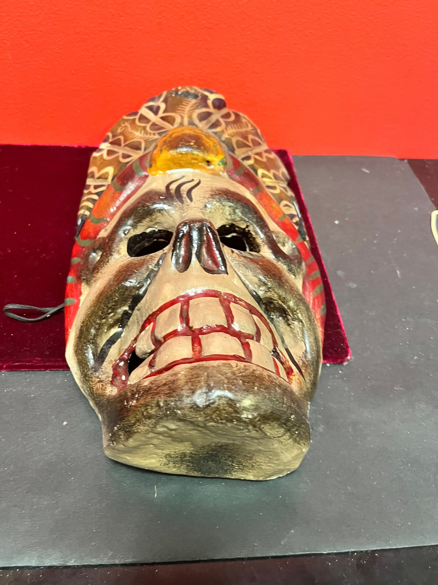 Fabulous 12 inch antique Mexican skull mask  amazing look