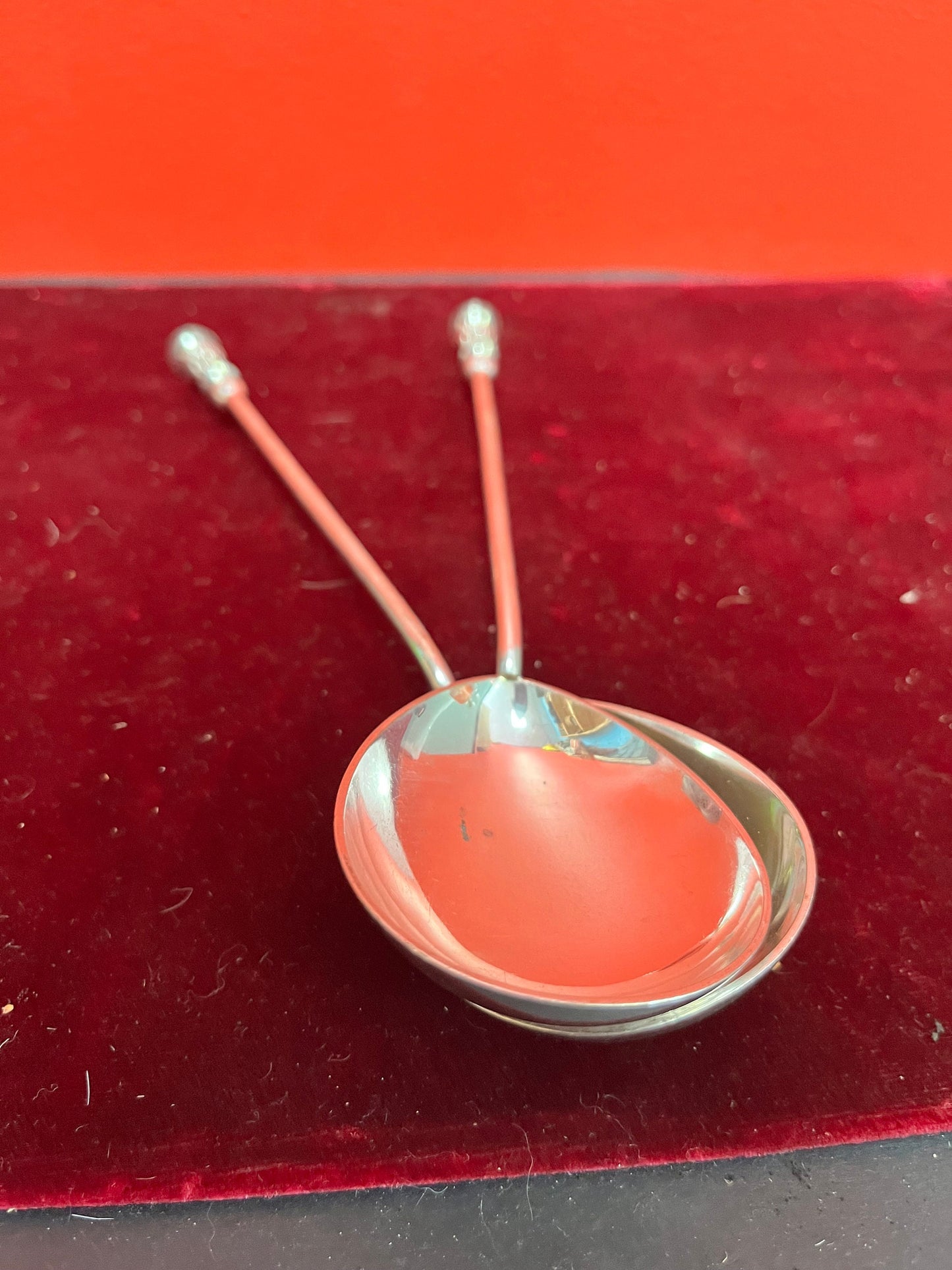 8 inch silver hallmarked salad servers  nice condition  great gift