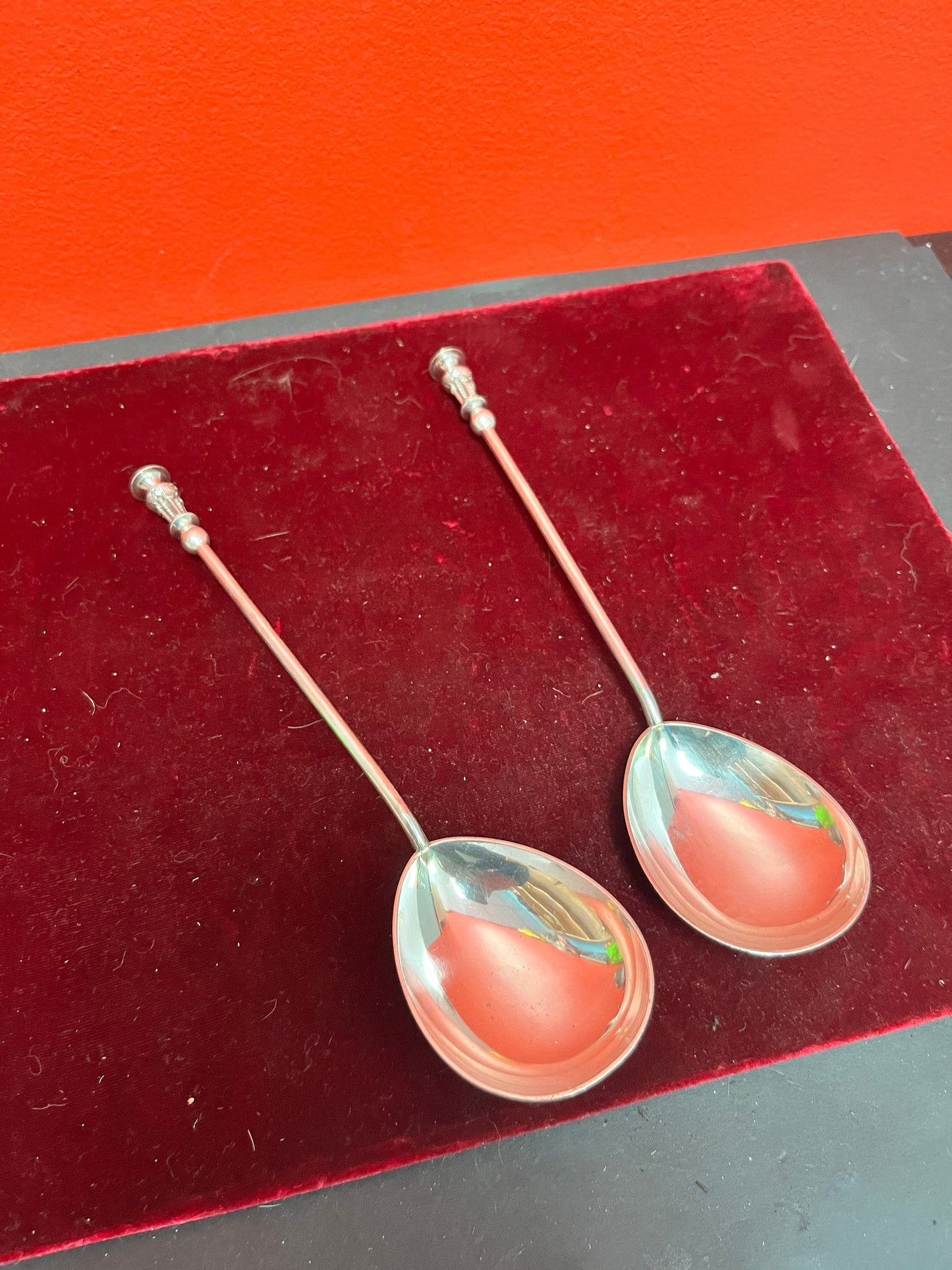 8 inch silver hallmarked salad servers  nice condition  great gift