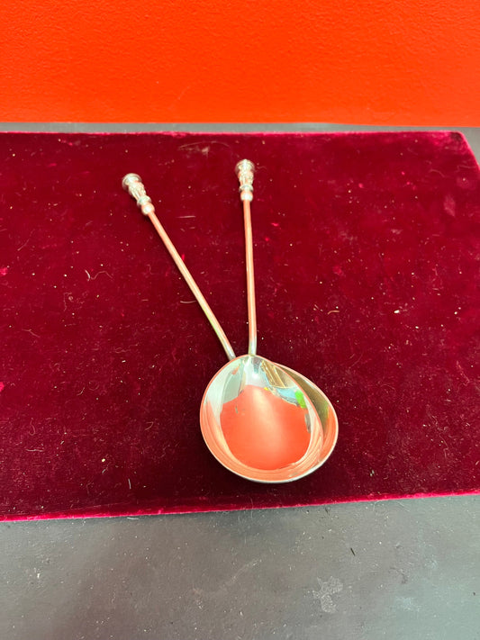 8 inch silver hallmarked salad servers  nice condition  great gift