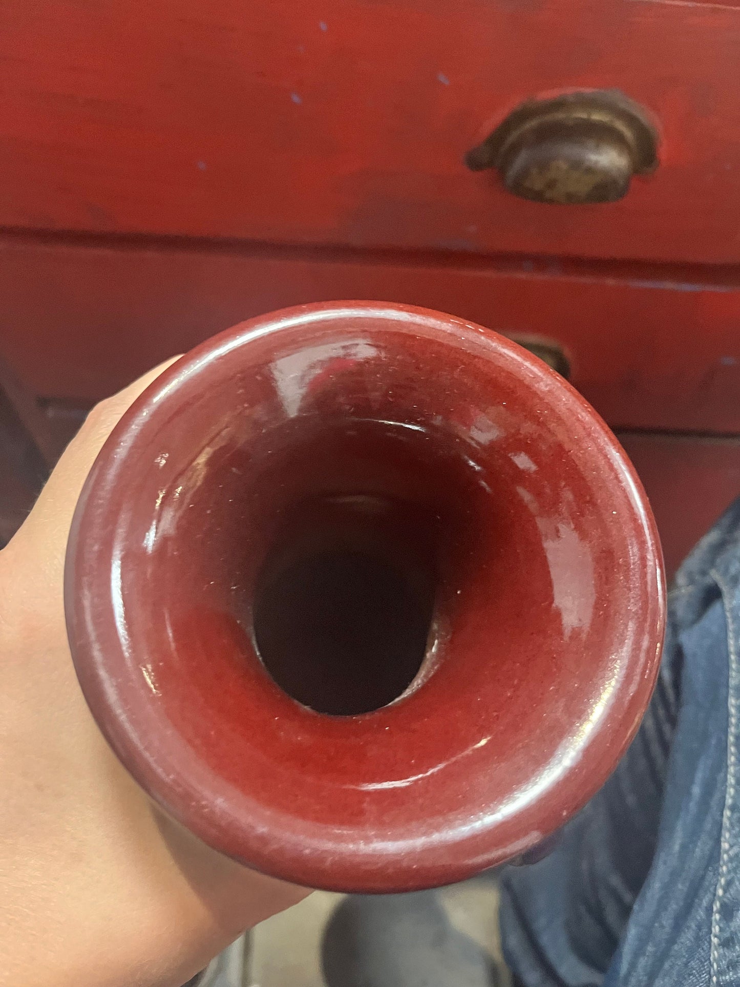 12 inch Chinese ox blood vase  great condition