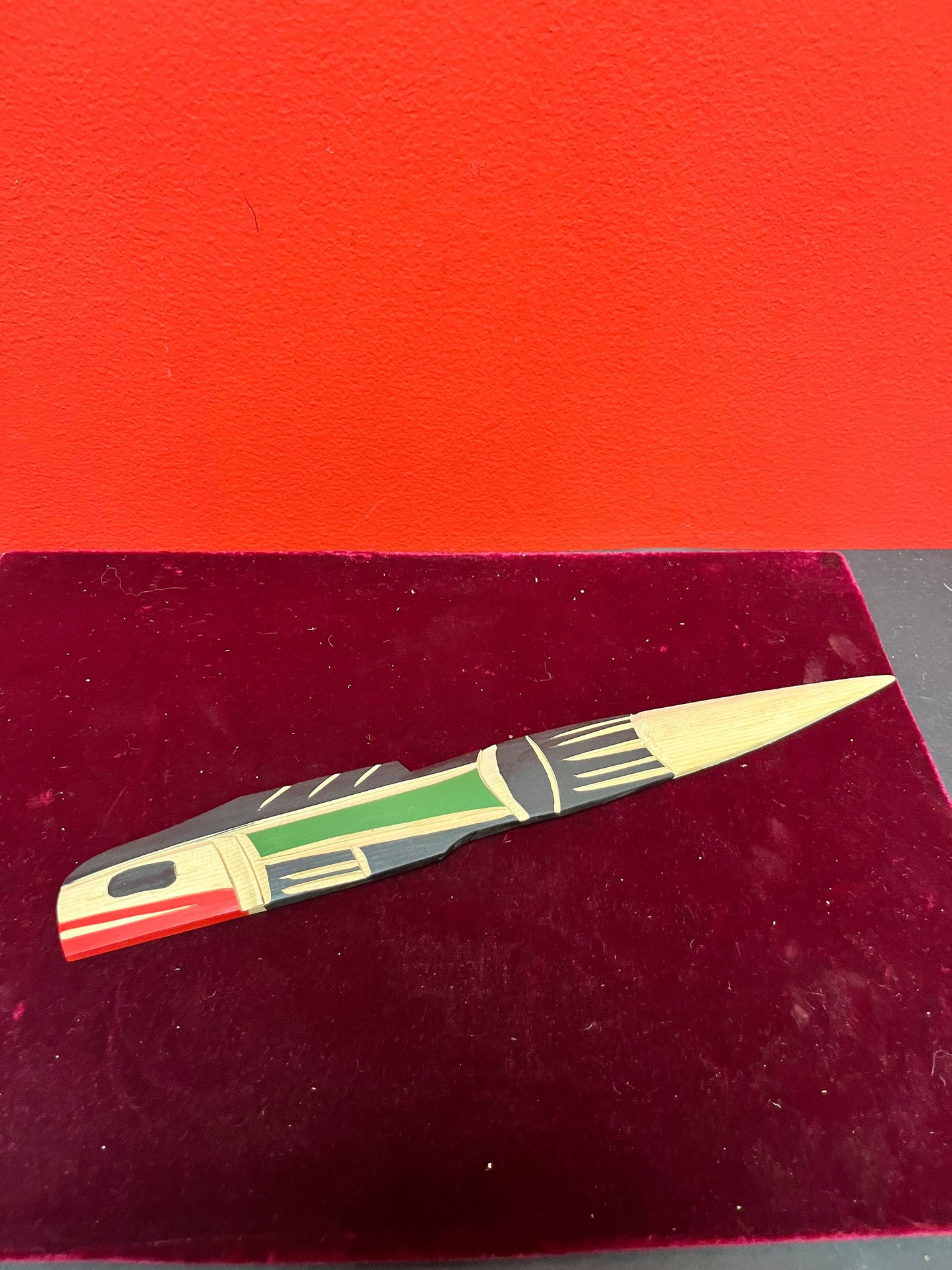 Lovely indigenous first nations pacific northwest coast cedar painted letter opener  great gift  well priced