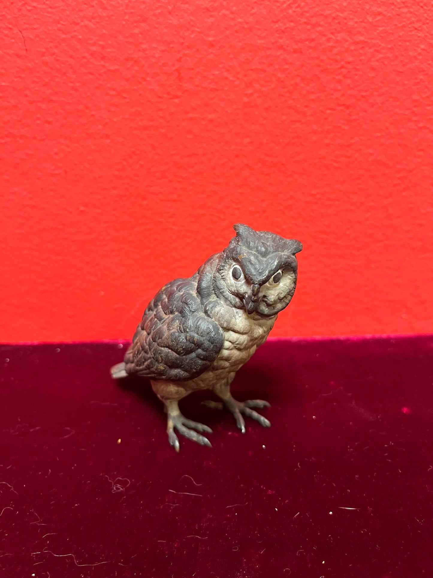 Antique authentic 3 inch high signed Franz Bergman cold painted  bronze  owl  amazing patina  a collectors dream