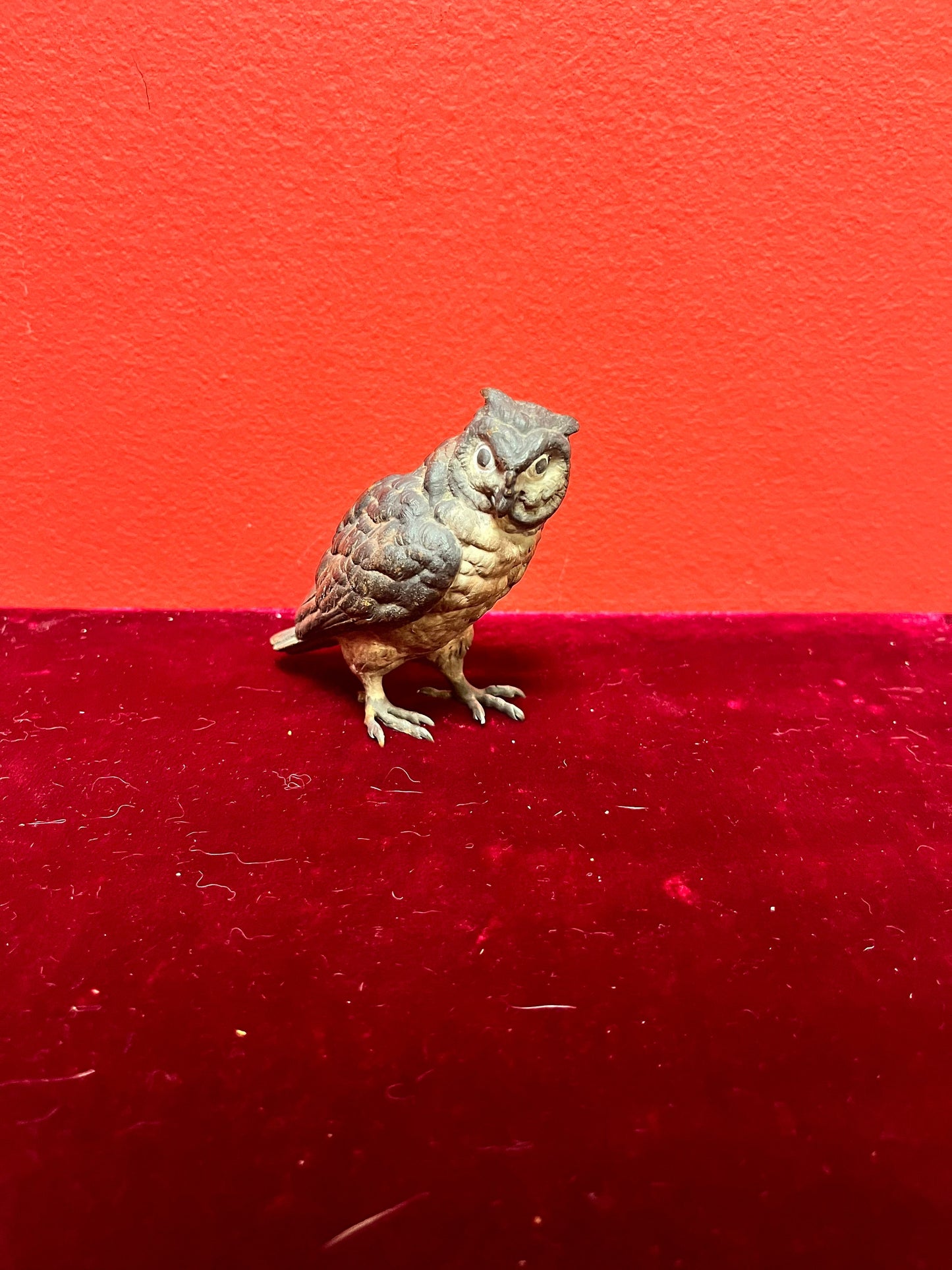 Antique authentic 3 inch high signed Franz Bergman cold painted  bronze  owl  amazing patina  a collectors dream