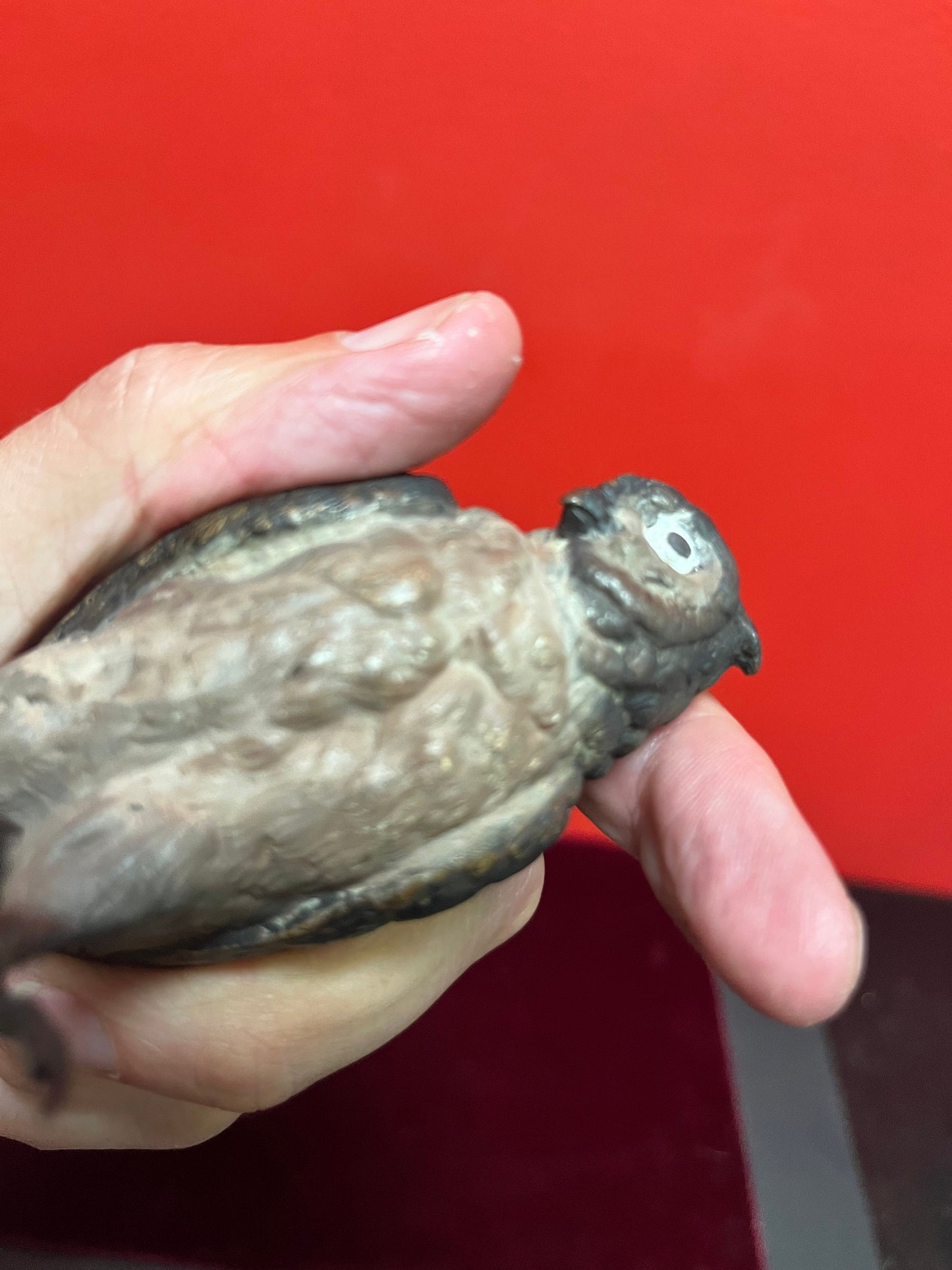 Antique authentic 3 inch high signed Franz Bergman cold painted  bronze  owl  amazing patina  a collectors dream