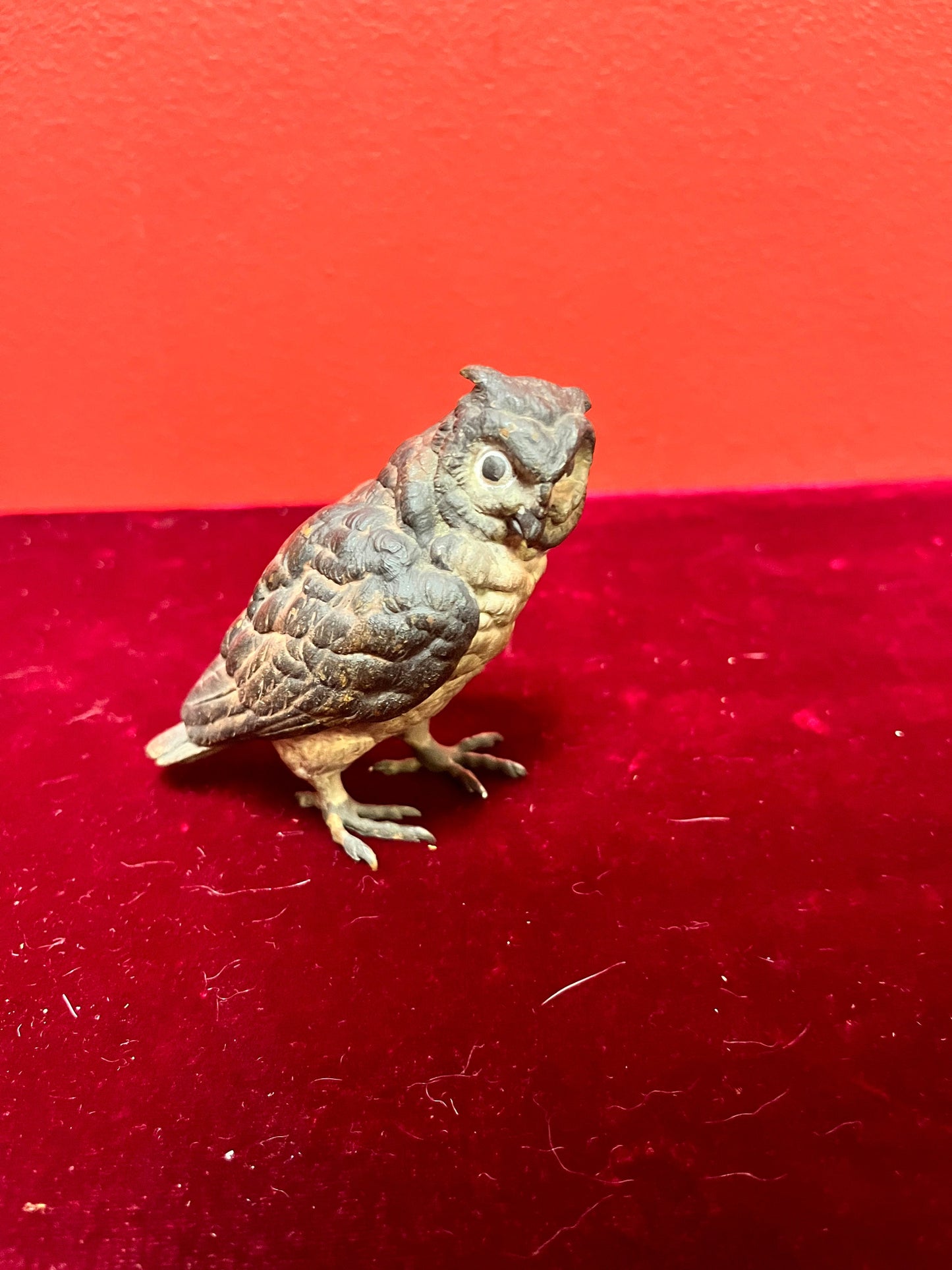Antique authentic 3 inch high signed Franz Bergman cold painted  bronze  owl  amazing patina  a collectors dream