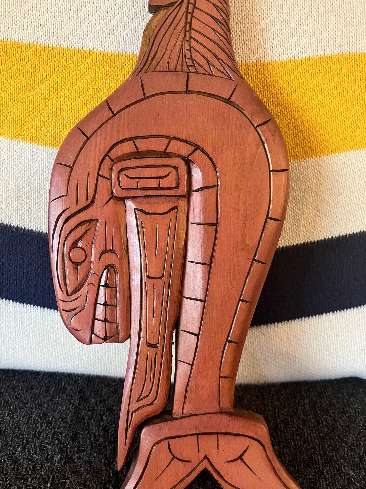 Lovely 15 inch tall indigenous First Nations pacific northwest coast signed killer whale chief plaque  great detail