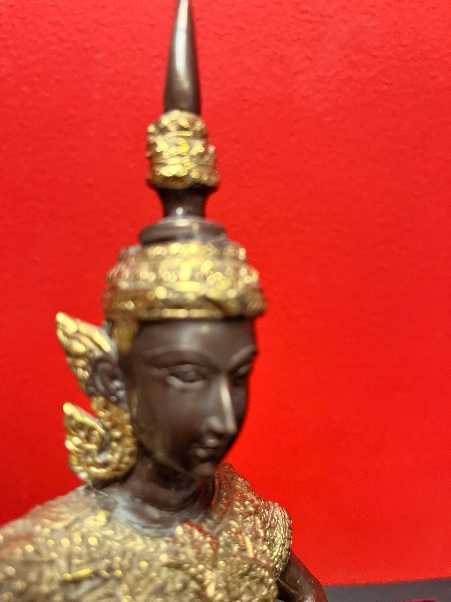 Stunning antique 12 inch high gilt and bronze Thai dancer  amazing Patina and imagery