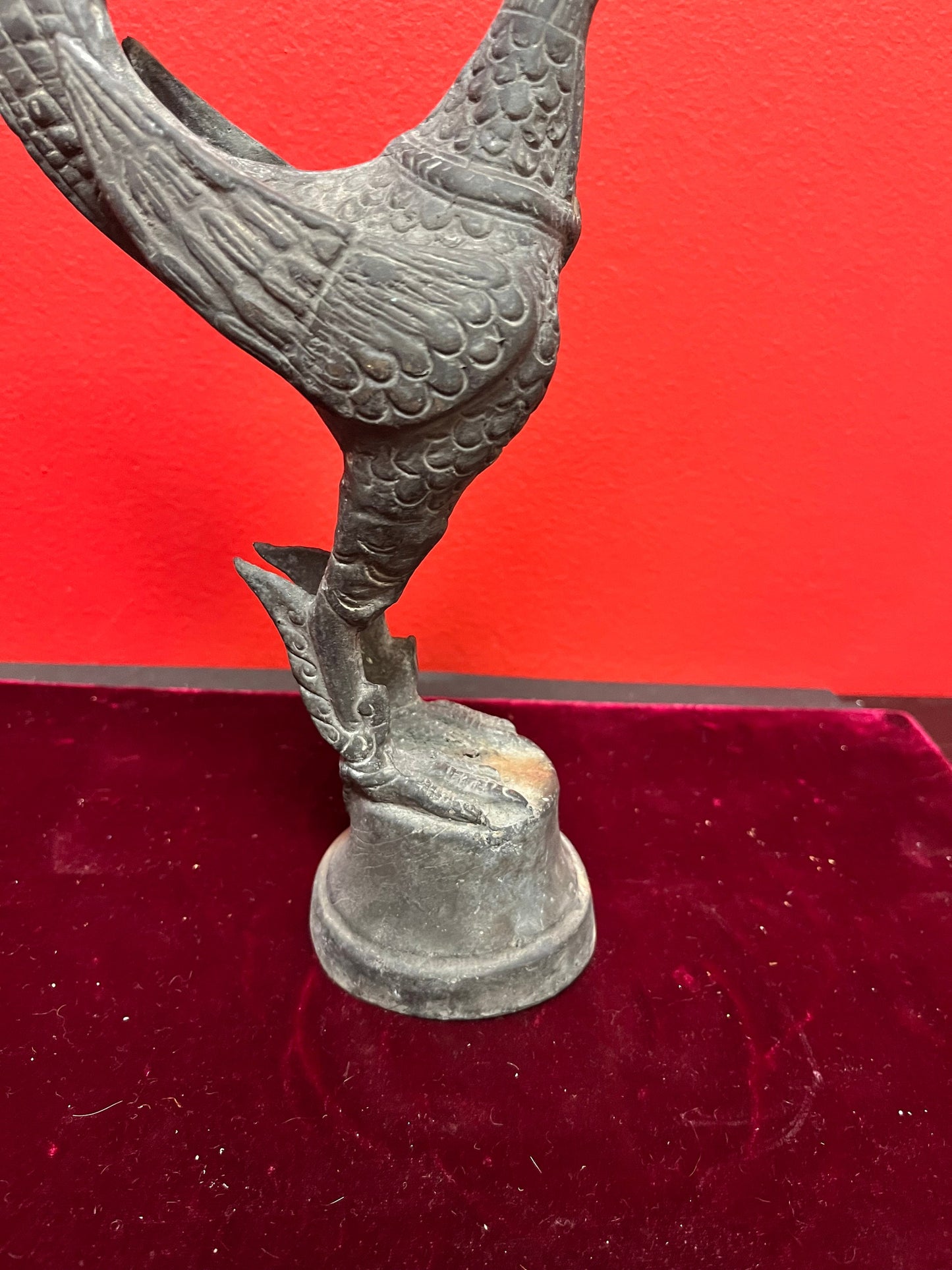 Stunning 10 inch high antique Thai bronze bird  great patina and heavy  wow