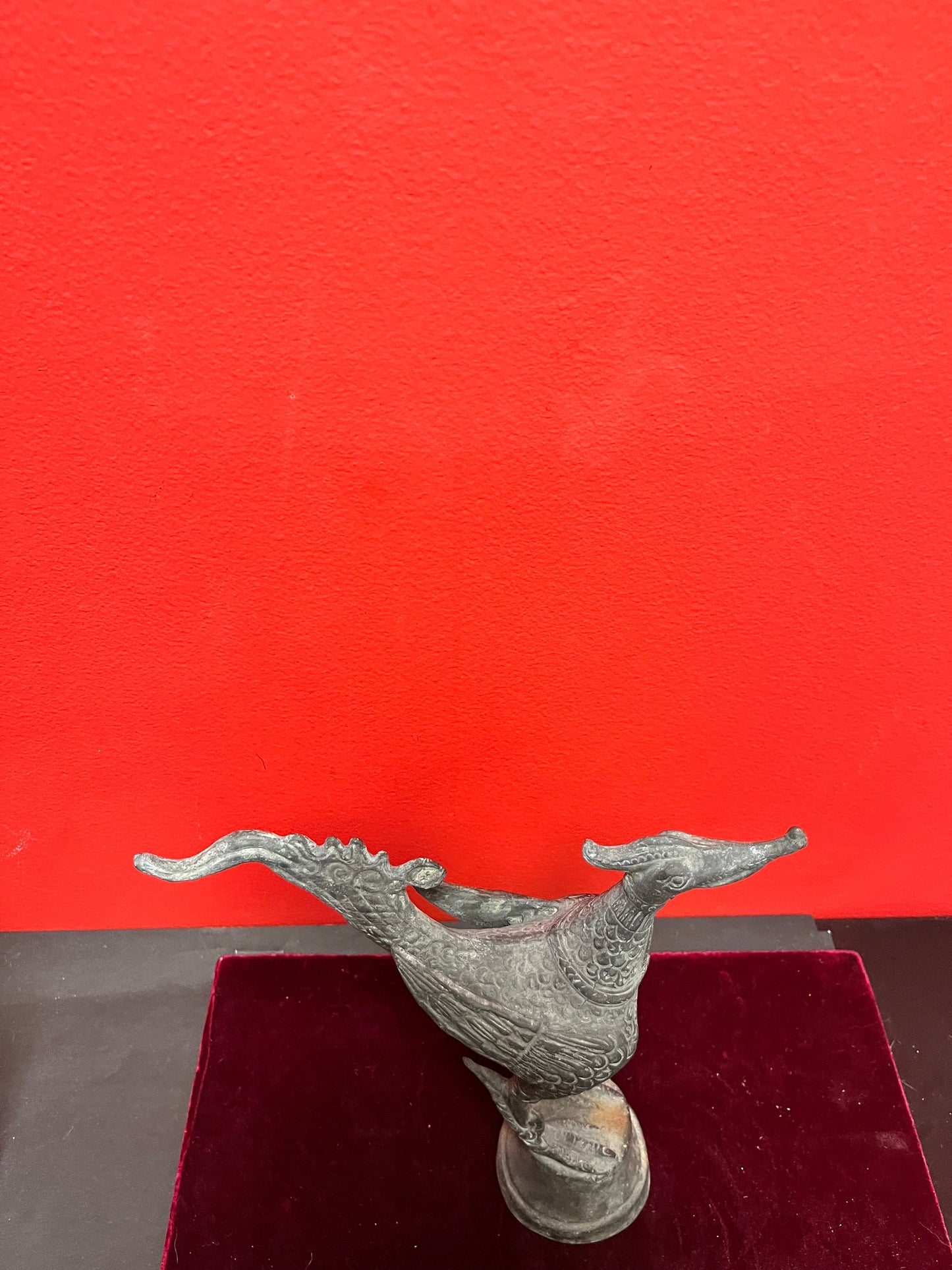 Stunning 10 inch high antique Thai bronze bird  great patina and heavy  wow