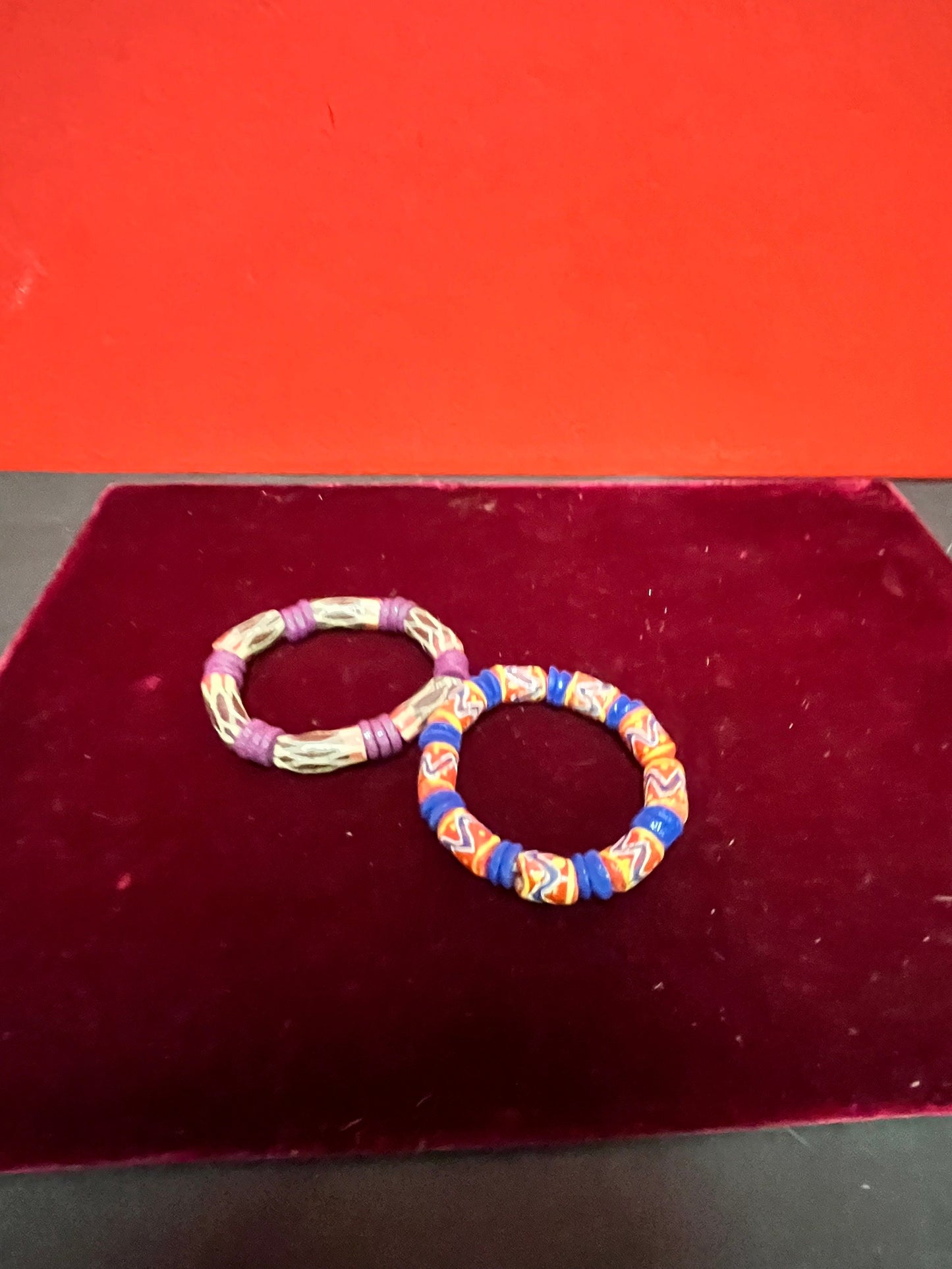 Tribal Venetian glass trade bead African expandable bracelets  pretty