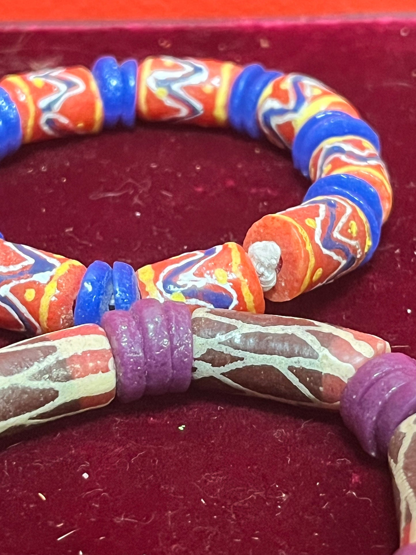 Tribal Venetian glass trade bead African expandable bracelets  pretty