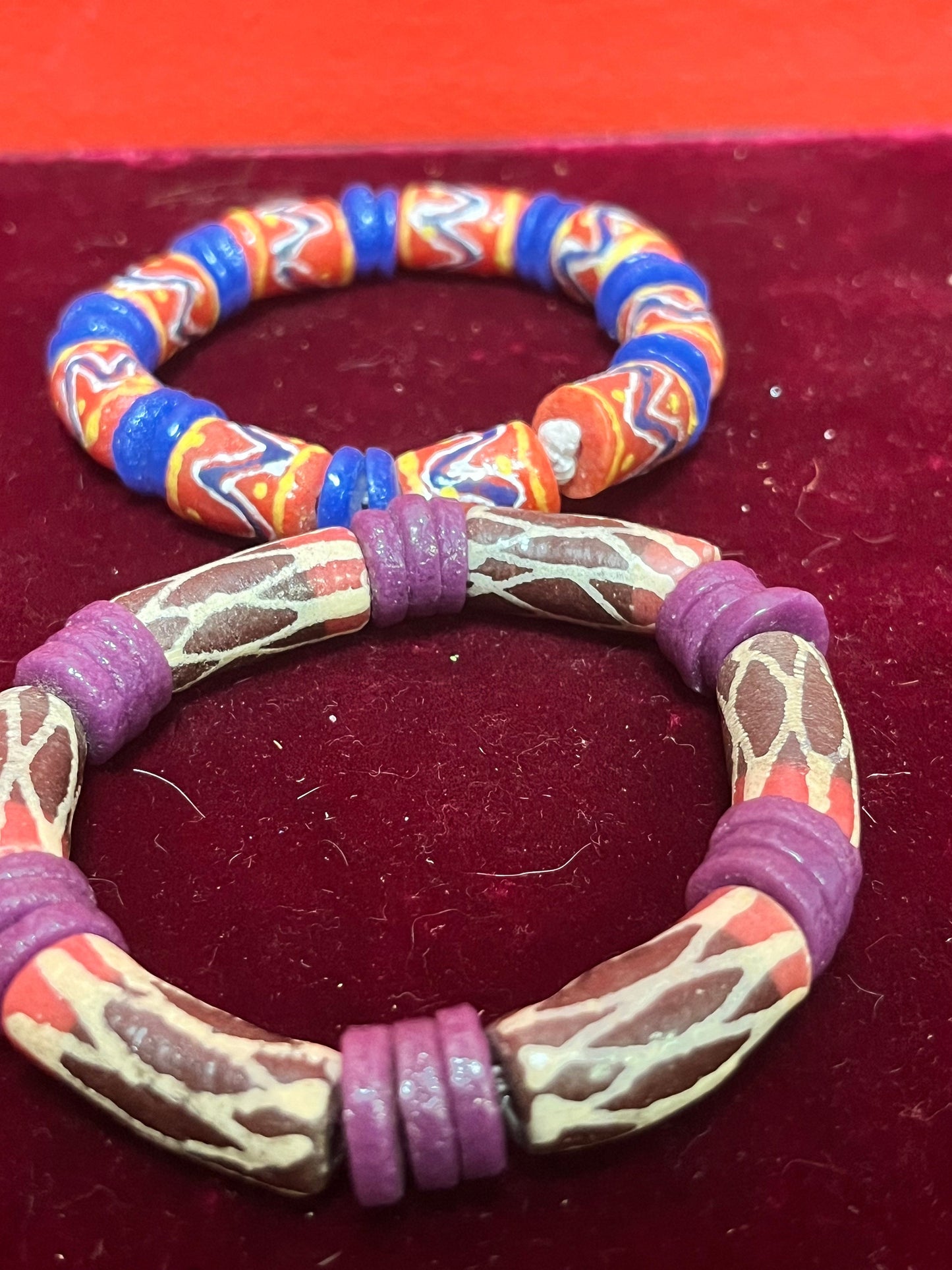 Tribal Venetian glass trade bead African expandable bracelets  pretty