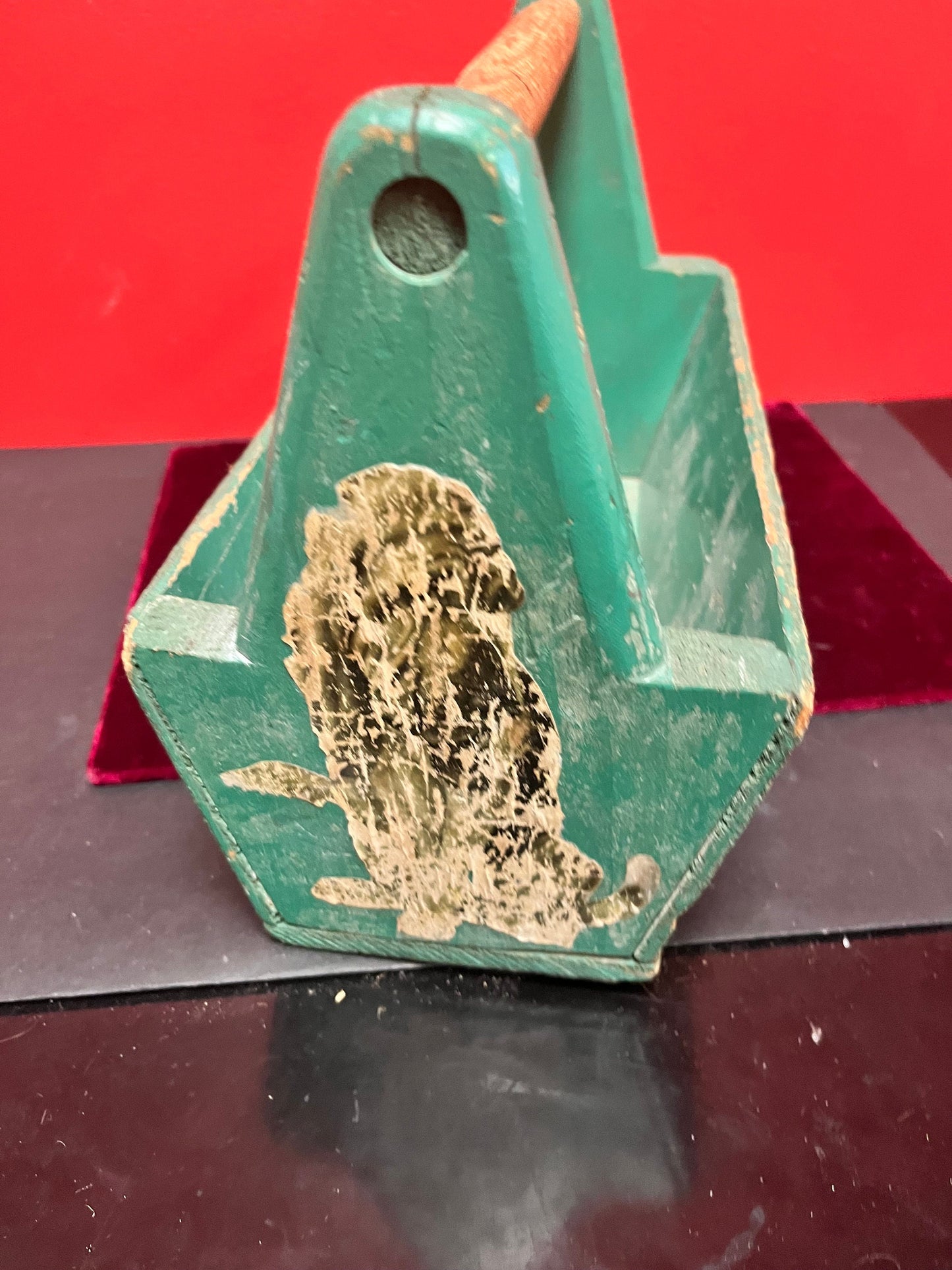 Beautiful antique 12 x 7 x 10 high primitive wooden childs tool box  wonderful Patina