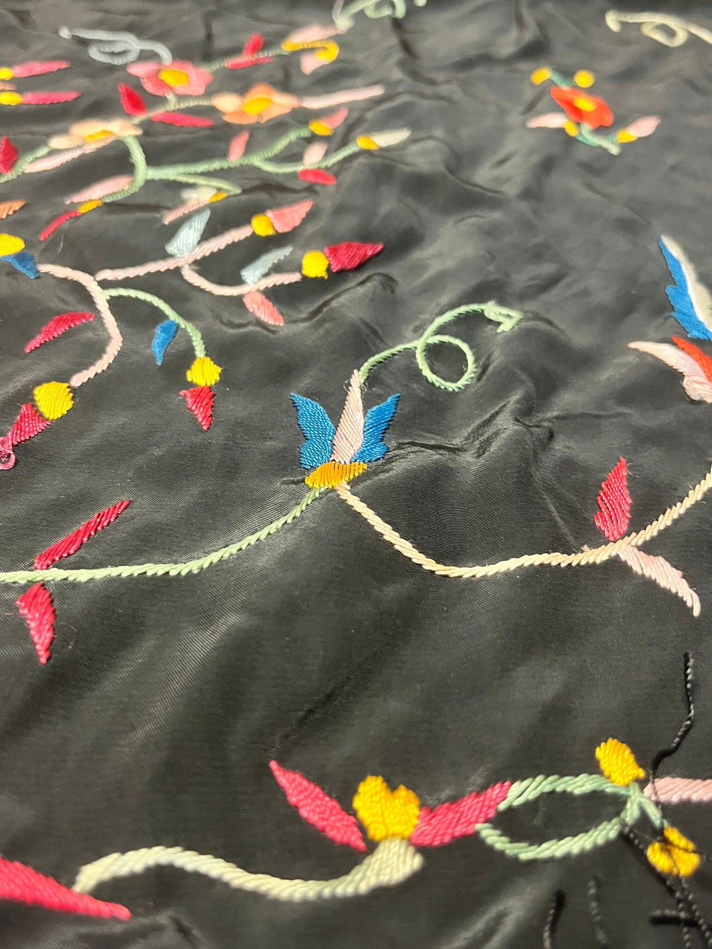 Stunning 51 x 51 Persian silk and beaded table cloth or decor piece