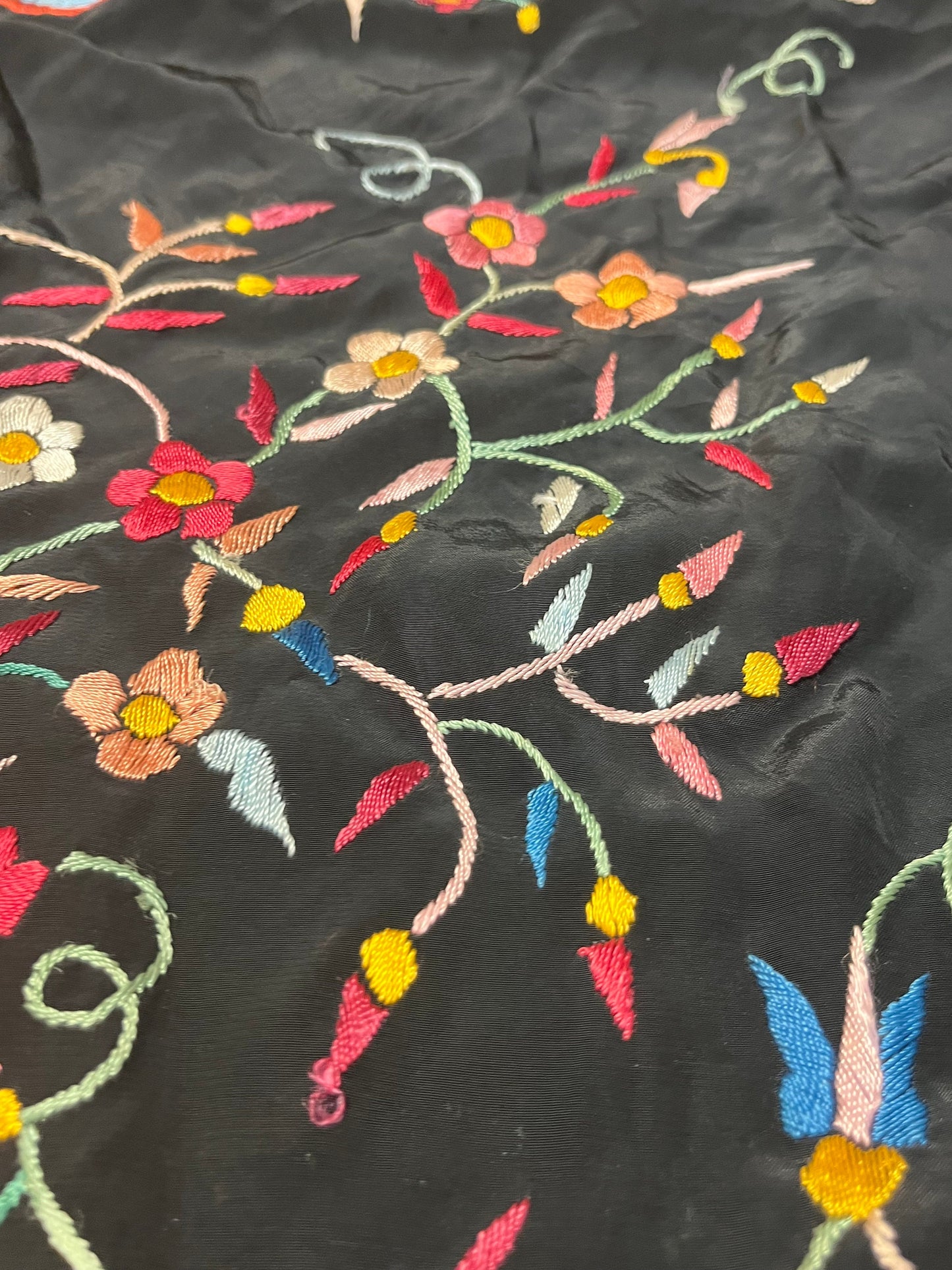 Stunning 51 x 51 Persian silk and beaded table cloth or decor piece