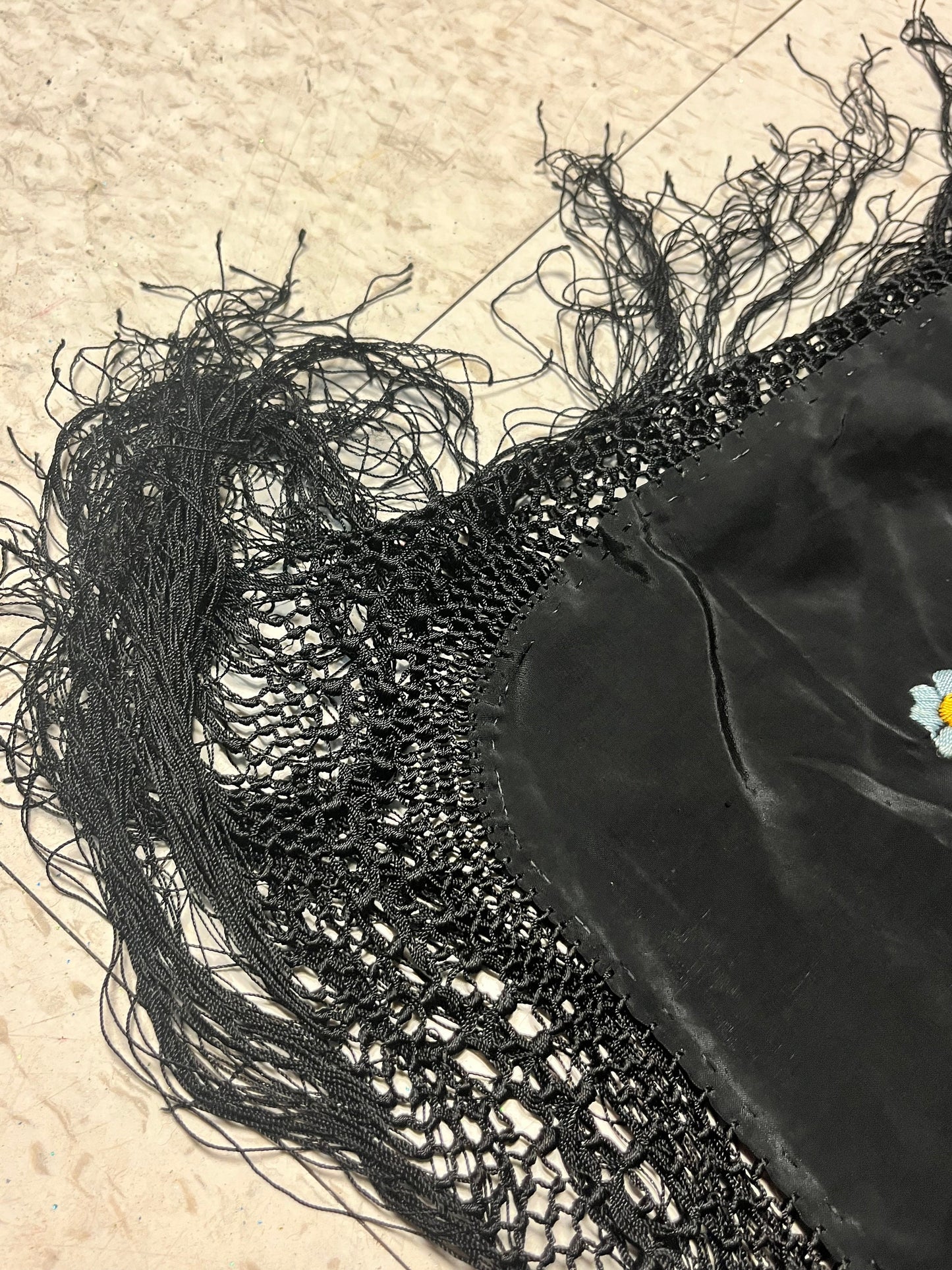 Stunning 51 x 51 Persian silk and beaded table cloth or decor piece