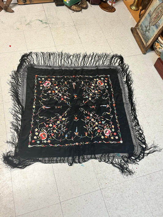 Stunning 51 x 51 Persian silk and beaded table cloth or decor piece