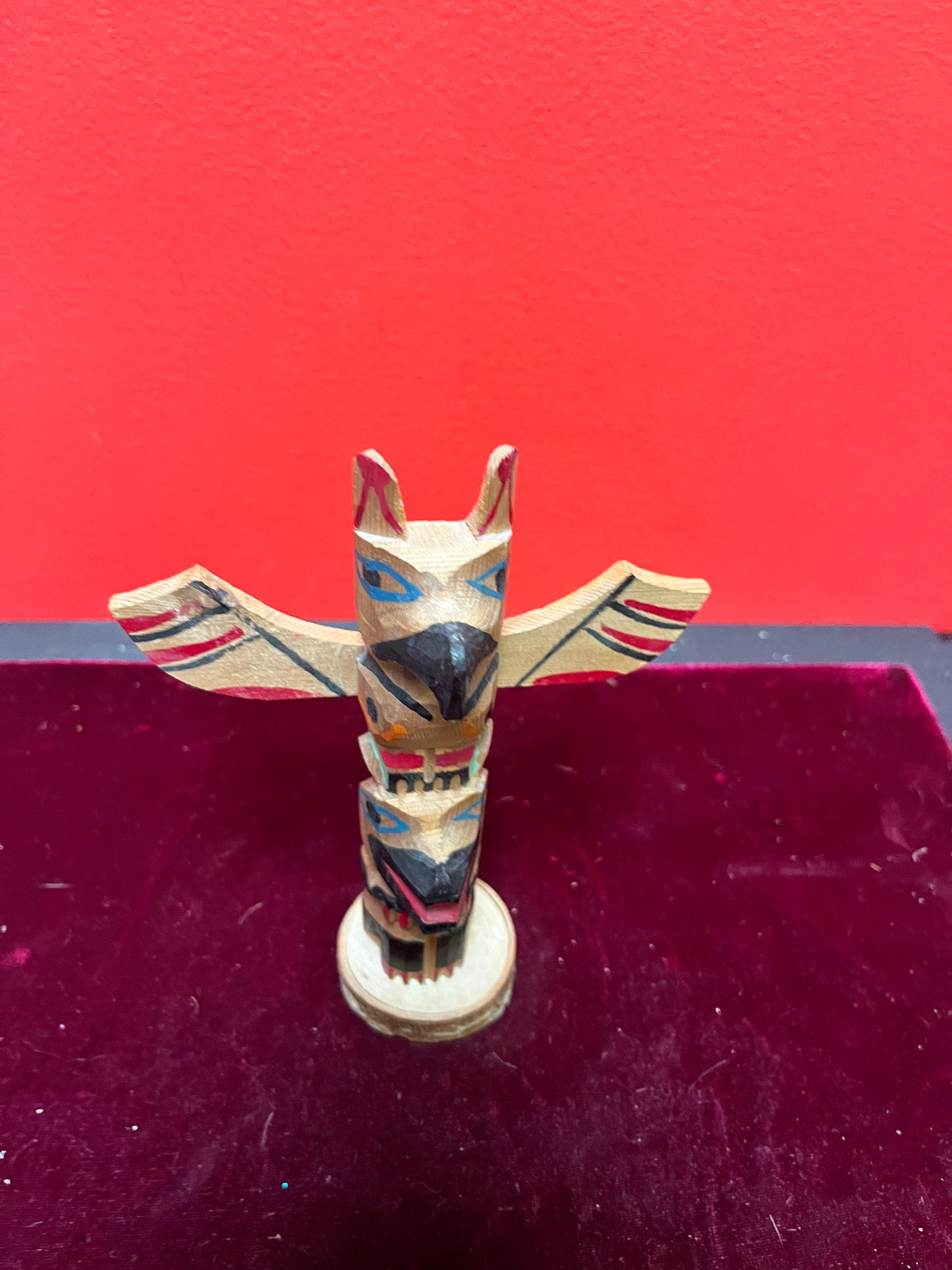 5 x 7 high primitive folk art Indigenous, First Nations, Pacific Northwest totem pole   sweet