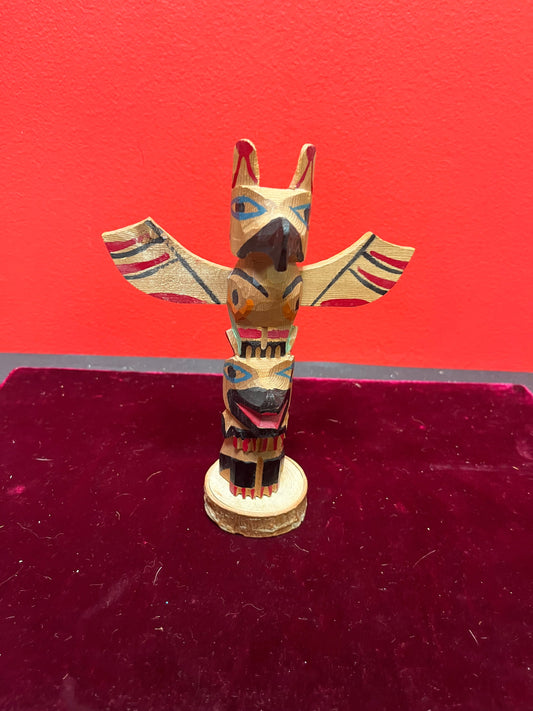 5 x 7 high primitive folk art Indigenous, First Nations, Pacific Northwest totem pole   sweet