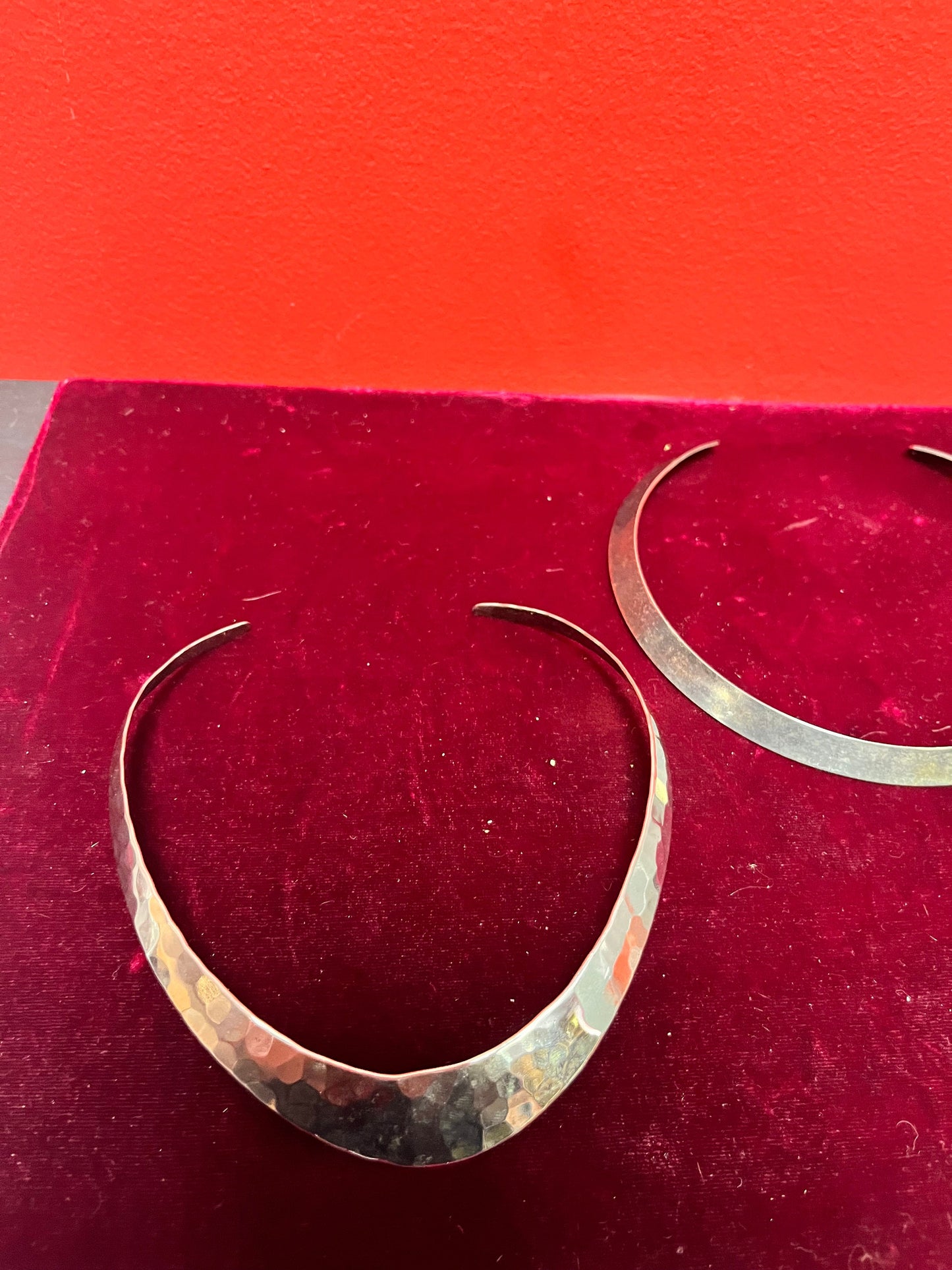 2 silver untested collar necklaces  5 inch high each  lovely Art Deco look