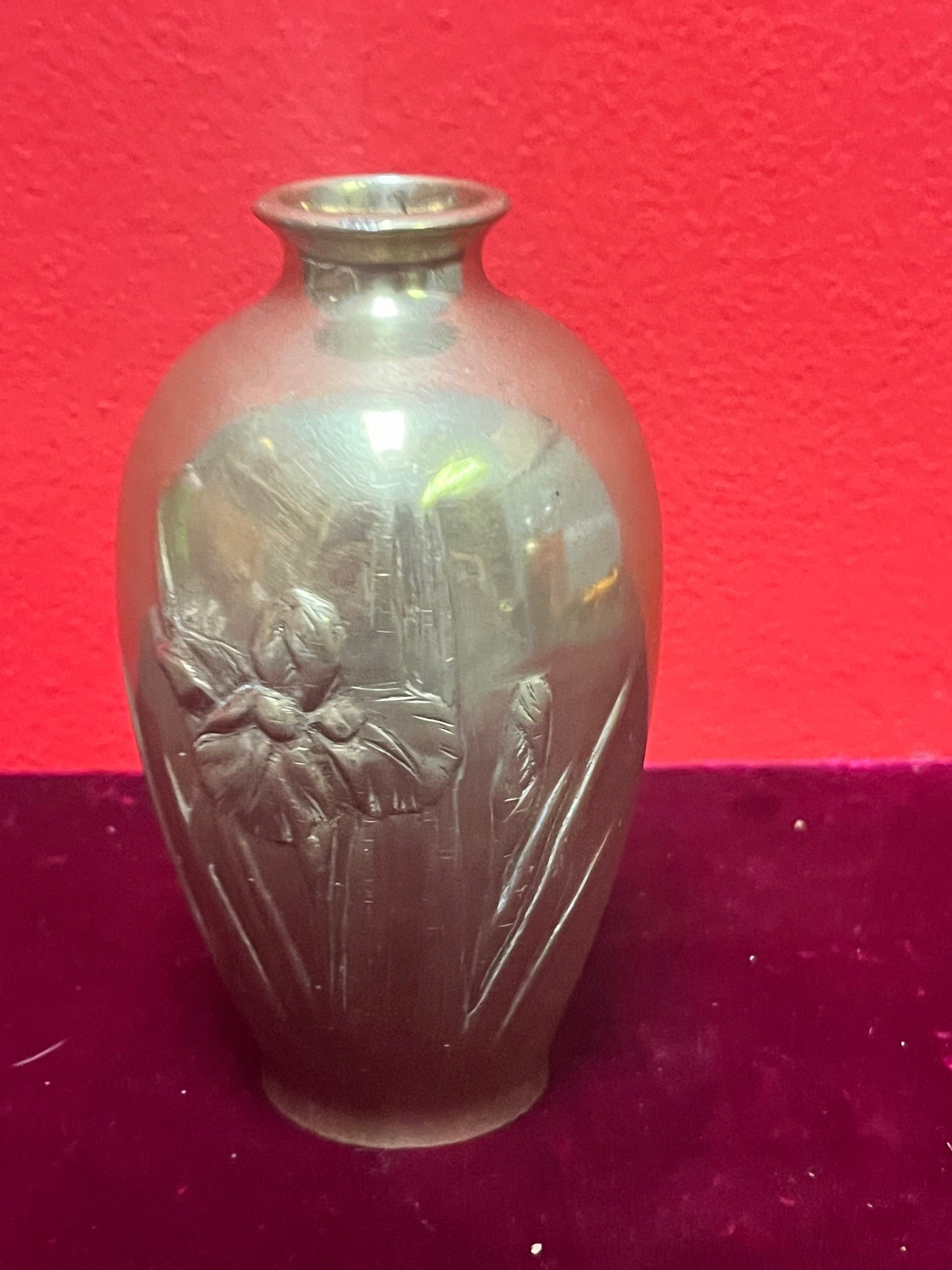 5 inch Japanese brass vase  2 available  lovely condition