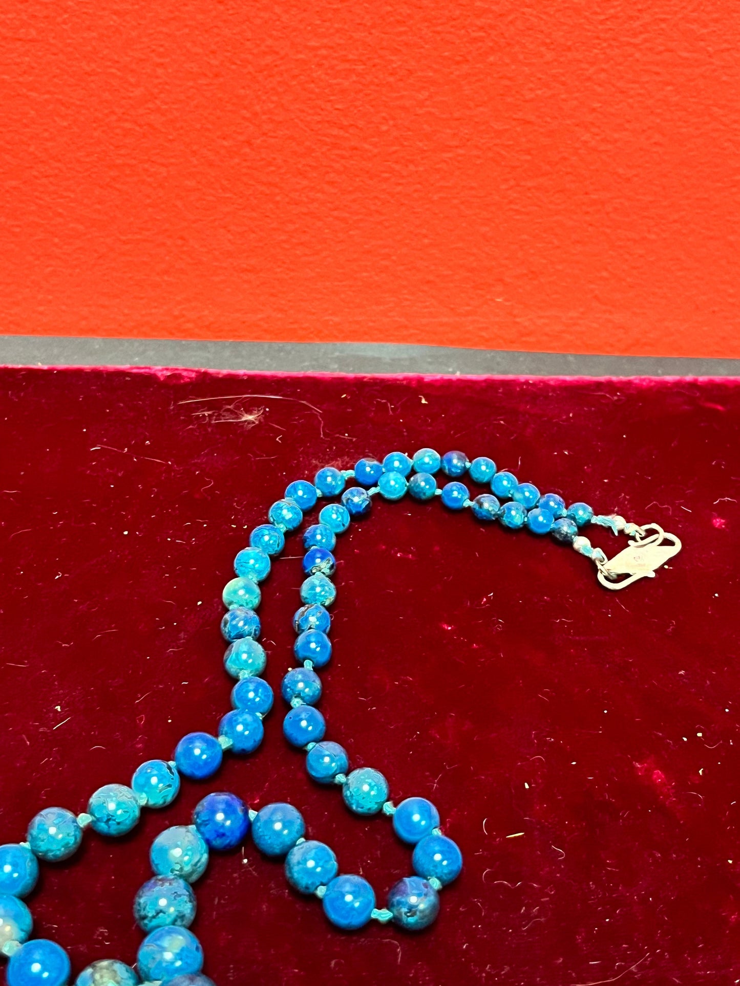 20 inch stone necklace with silver pendant   pretty gift