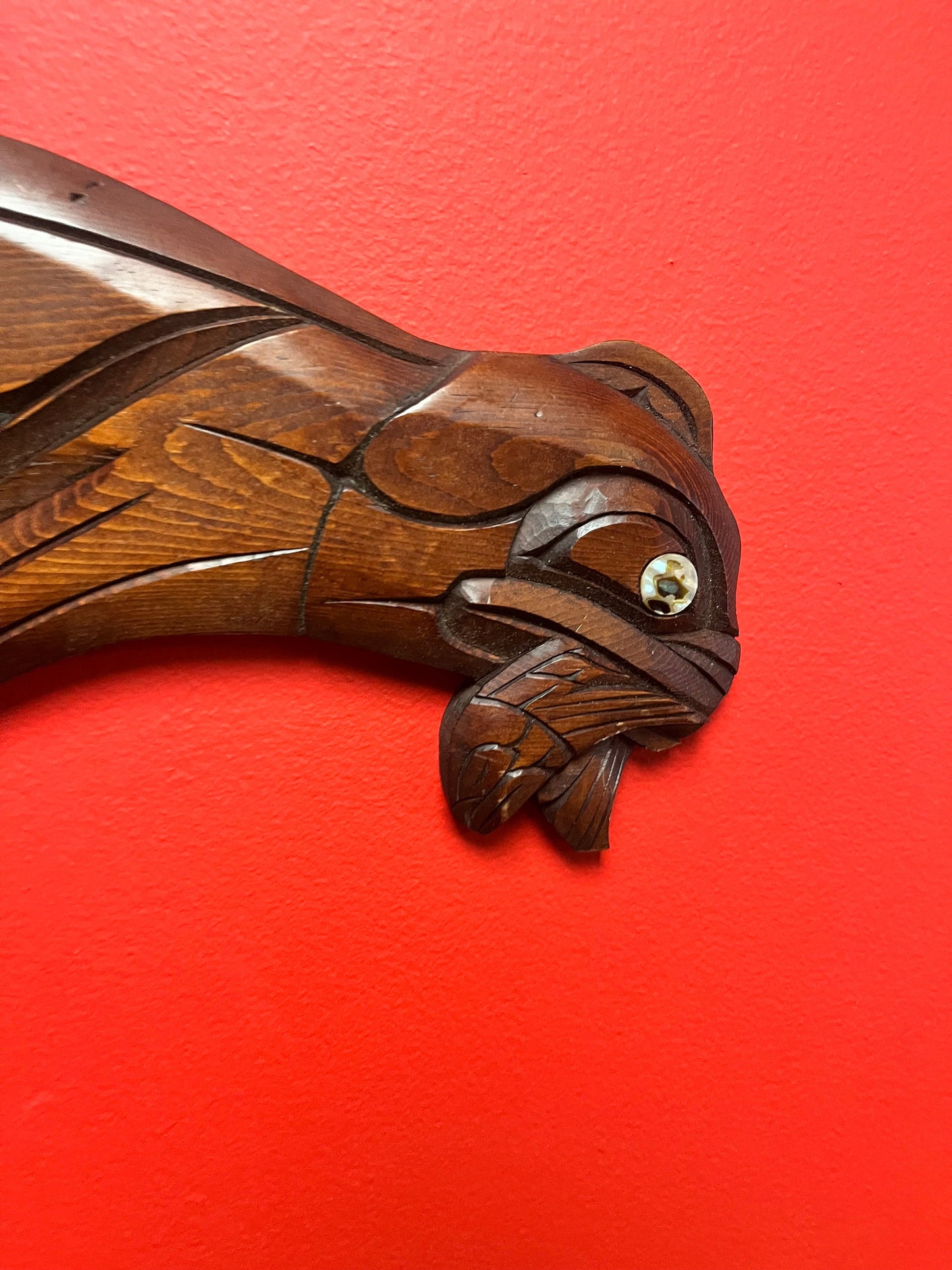 20 x 6 wide Indigenous First Nations Salish signed seal eating a salmon by Norman Bob