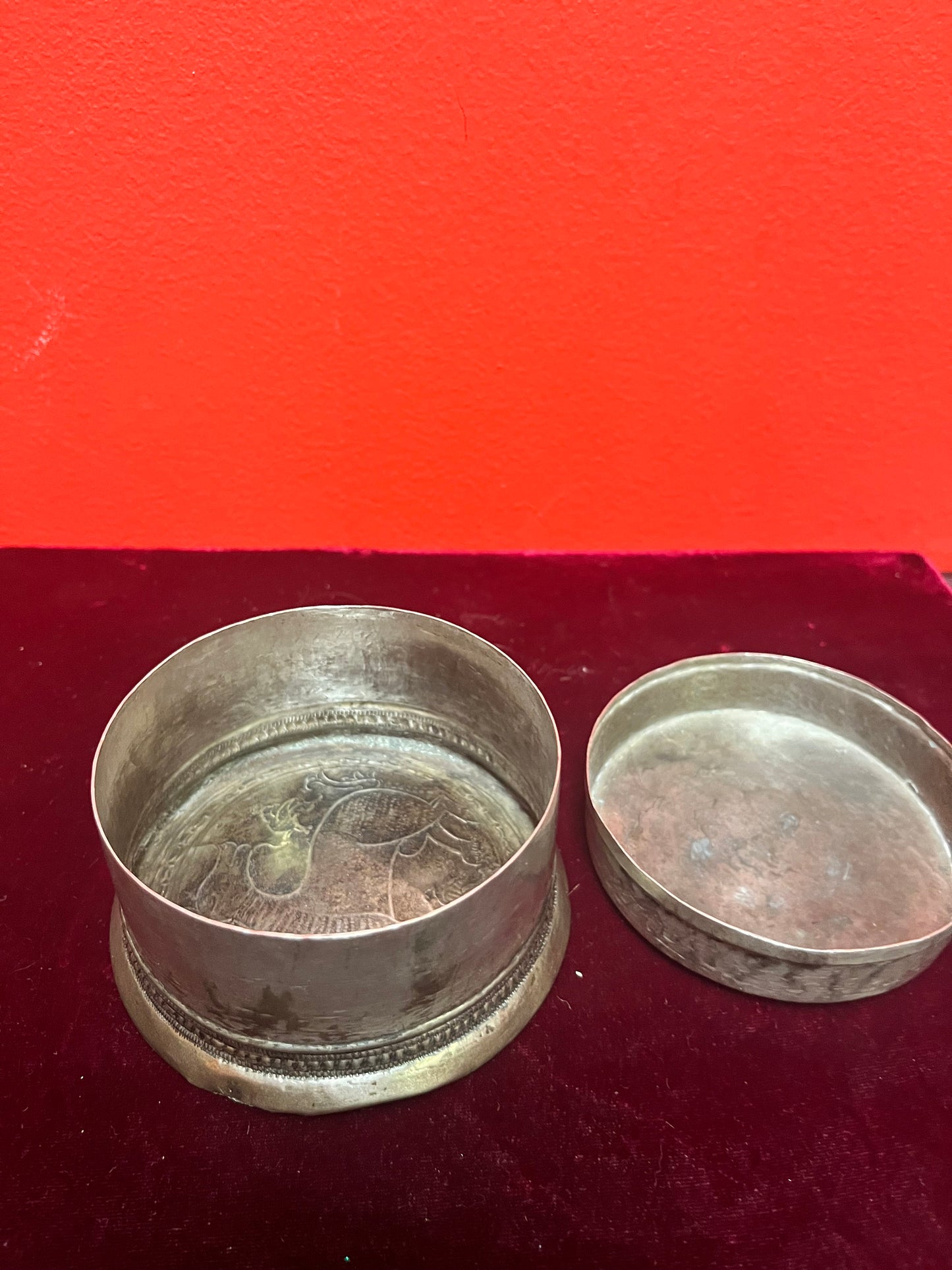 4 x 2 1/2 high museum quality approximate 18th century Persian silver food dish  truly one of a kind piece of history