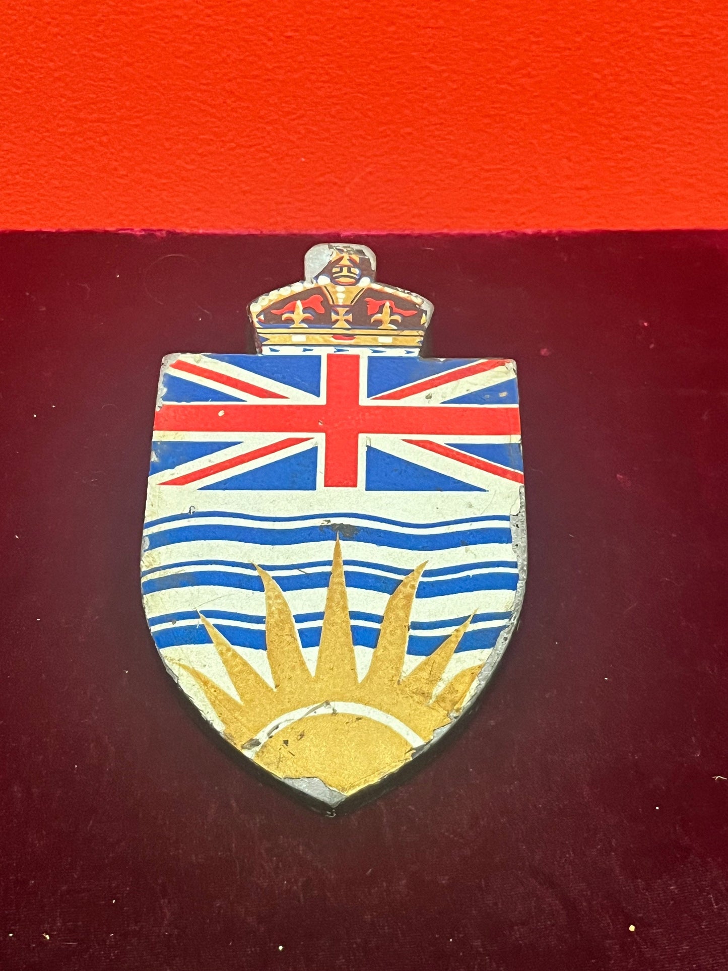 7 inch British Columbian monarch car emblem   heavy metal