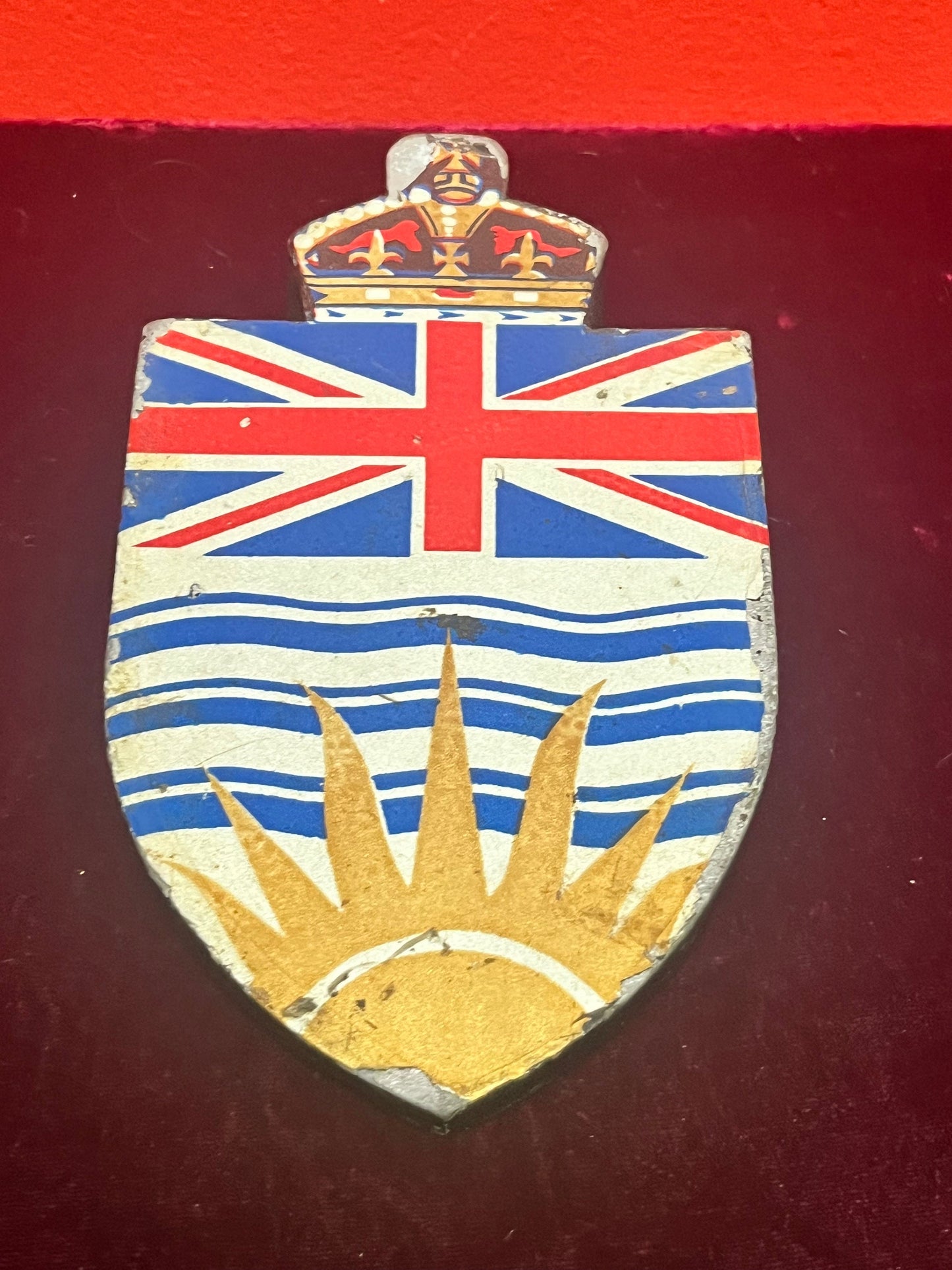 7 inch British Columbian monarch car emblem   heavy metal