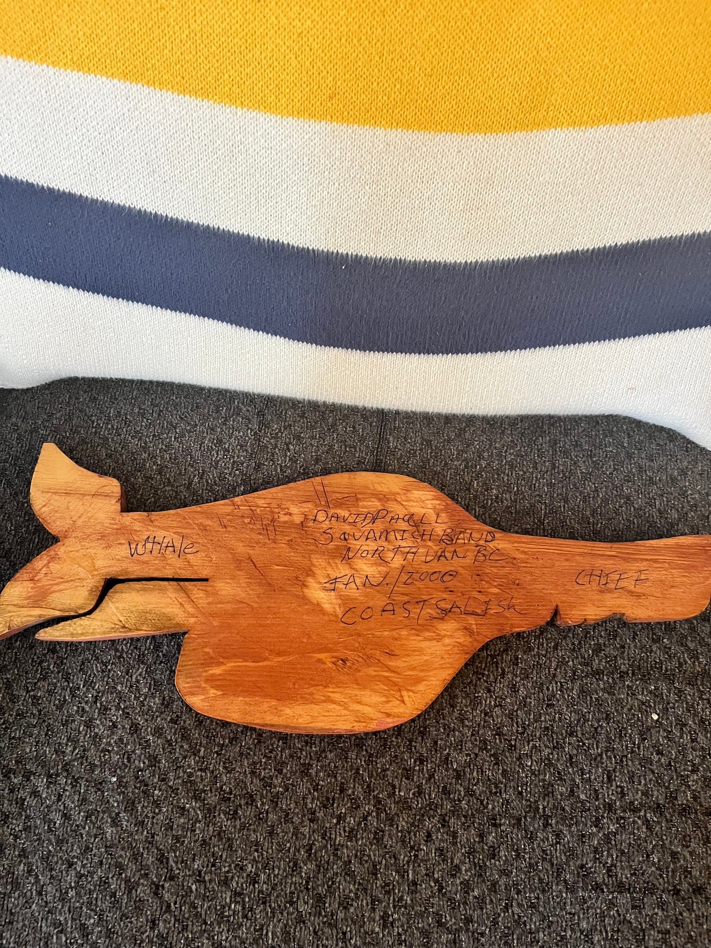 Lovely 15 inch tall indigenous First Nations pacific northwest coast signed killer whale chief plaque  great detail