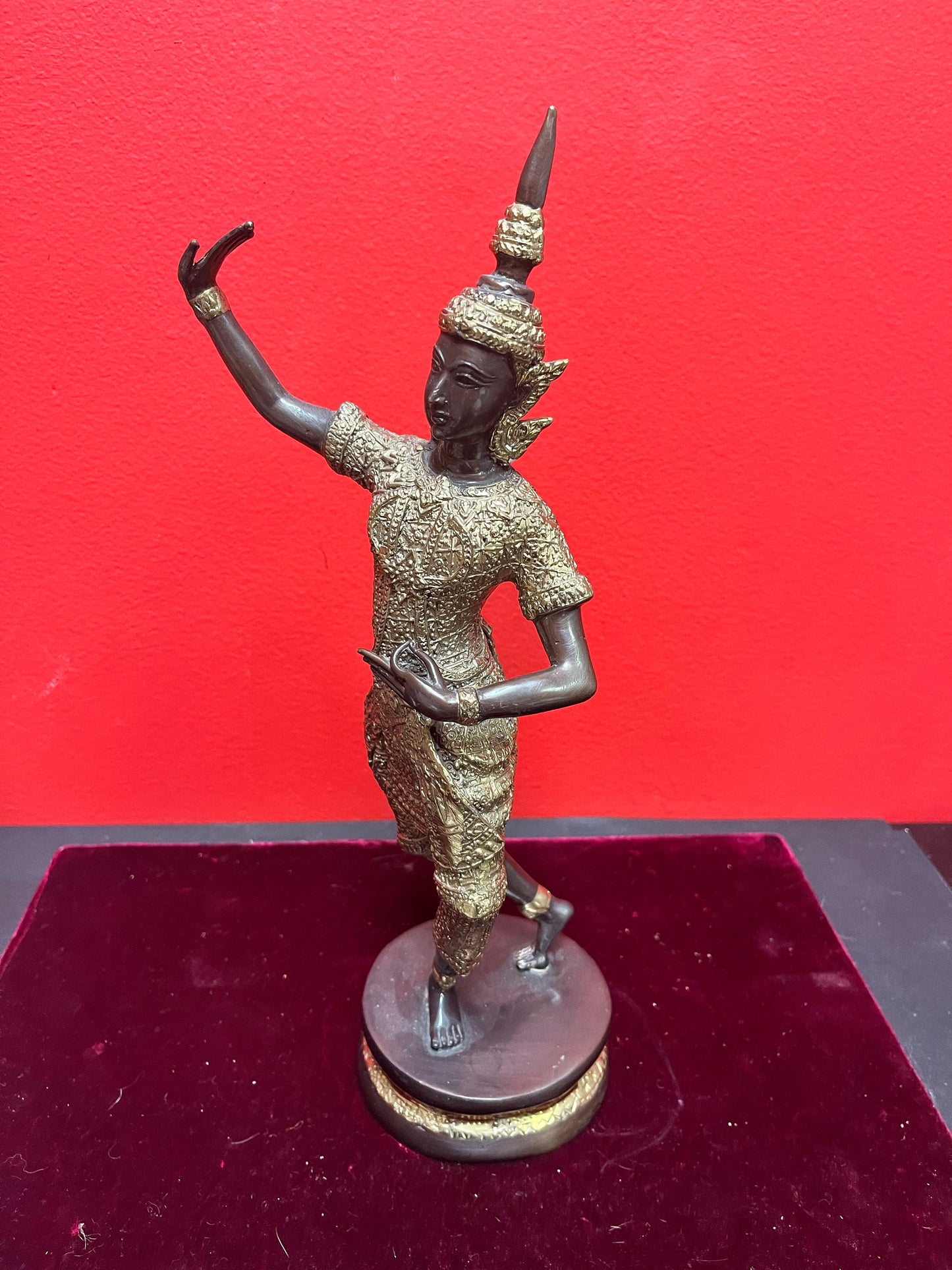 Stunning antique 12 inch high gilt and bronze Thai dancer  amazing Patina and imagery