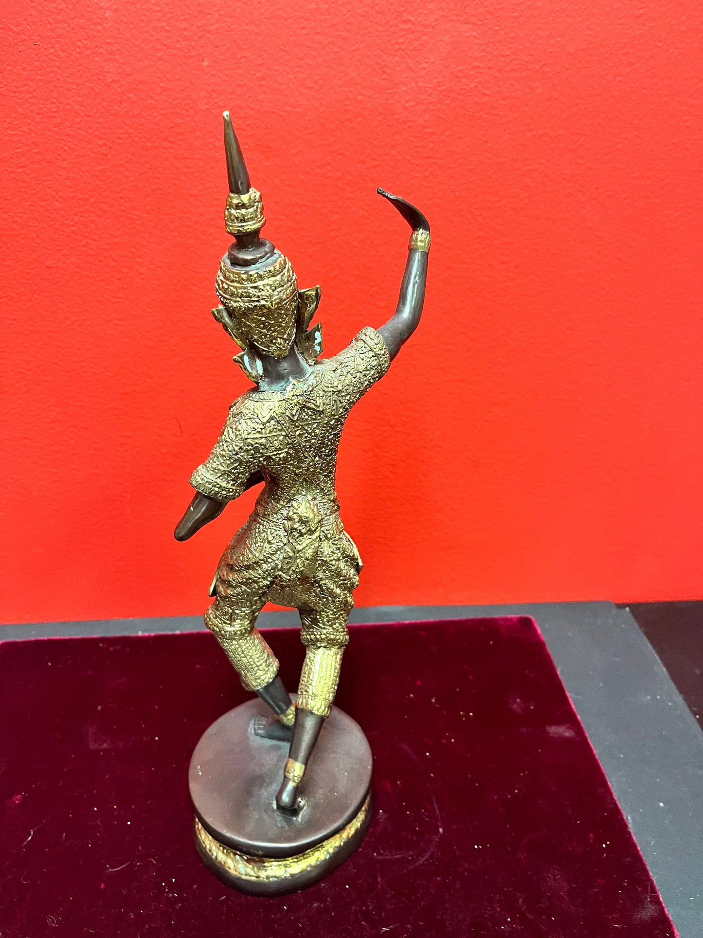Stunning antique 12 inch high gilt and bronze Thai dancer  amazing Patina and imagery