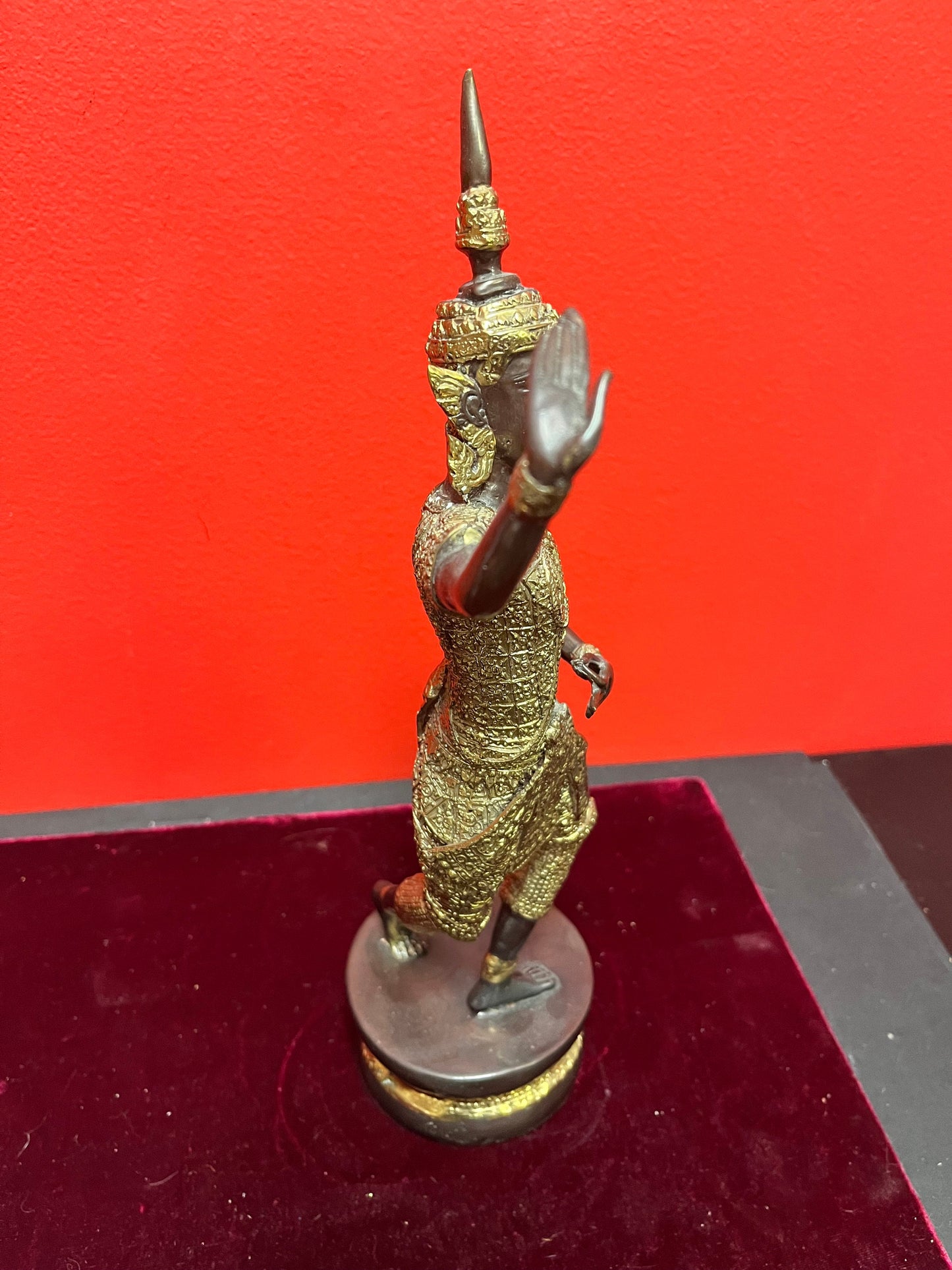 Stunning antique 12 inch high gilt and bronze Thai dancer  amazing Patina and imagery
