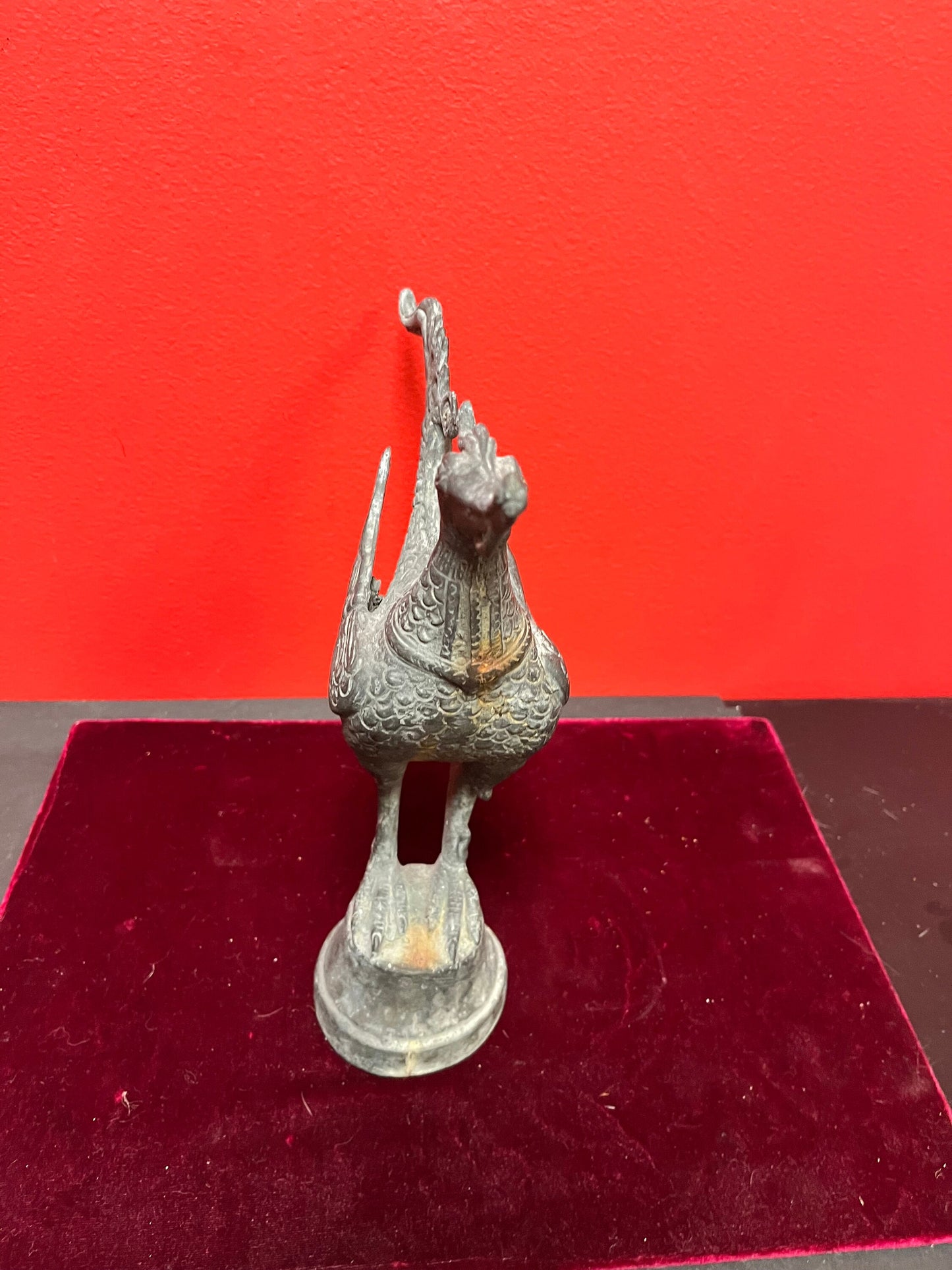 Stunning 10 inch high antique Thai bronze bird  great patina and heavy  wow