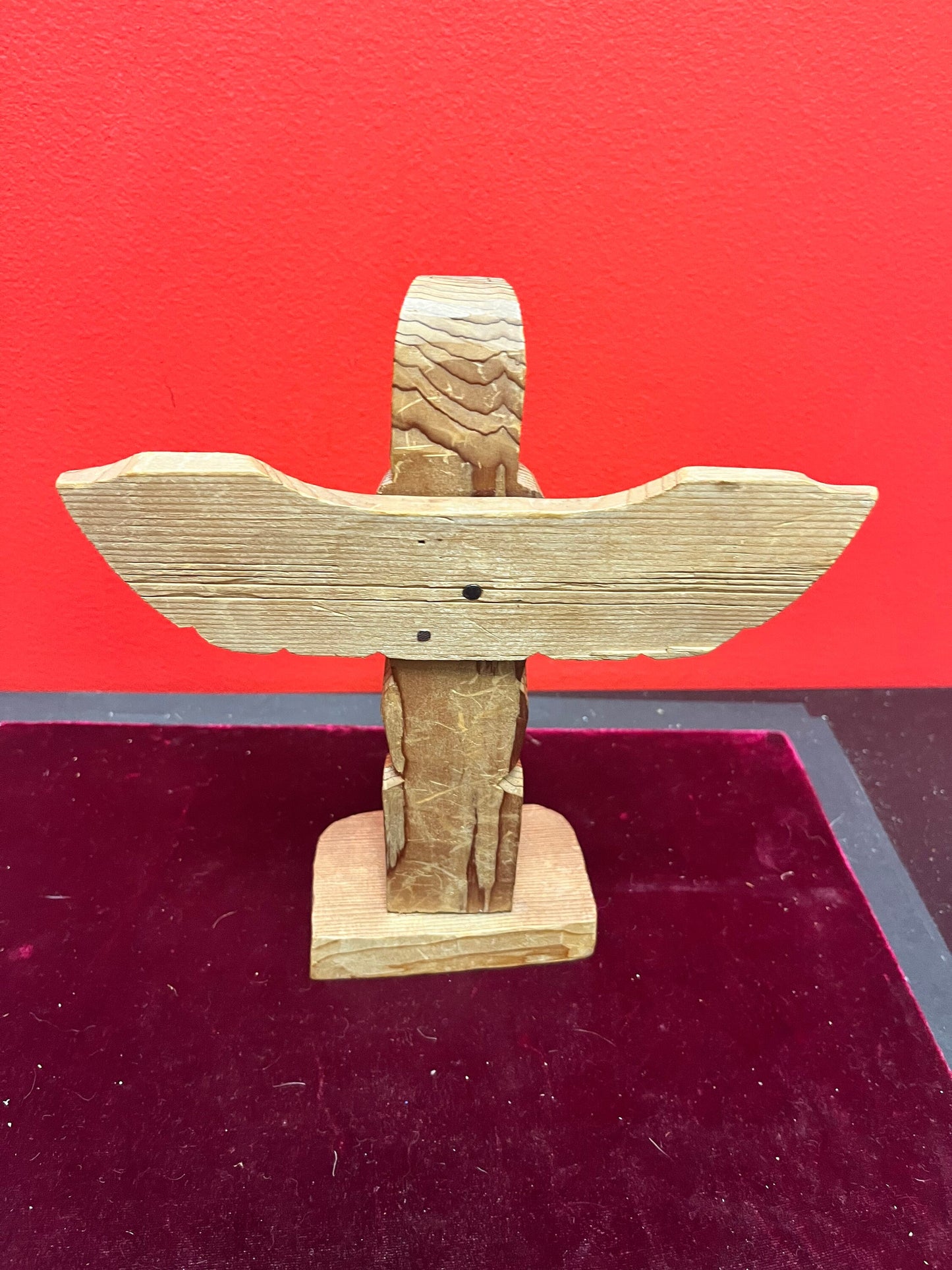 8 x 9 high lovely, unsigned cedar totem pole  I Indigenous, First Nations pacific northwest coast  beauty