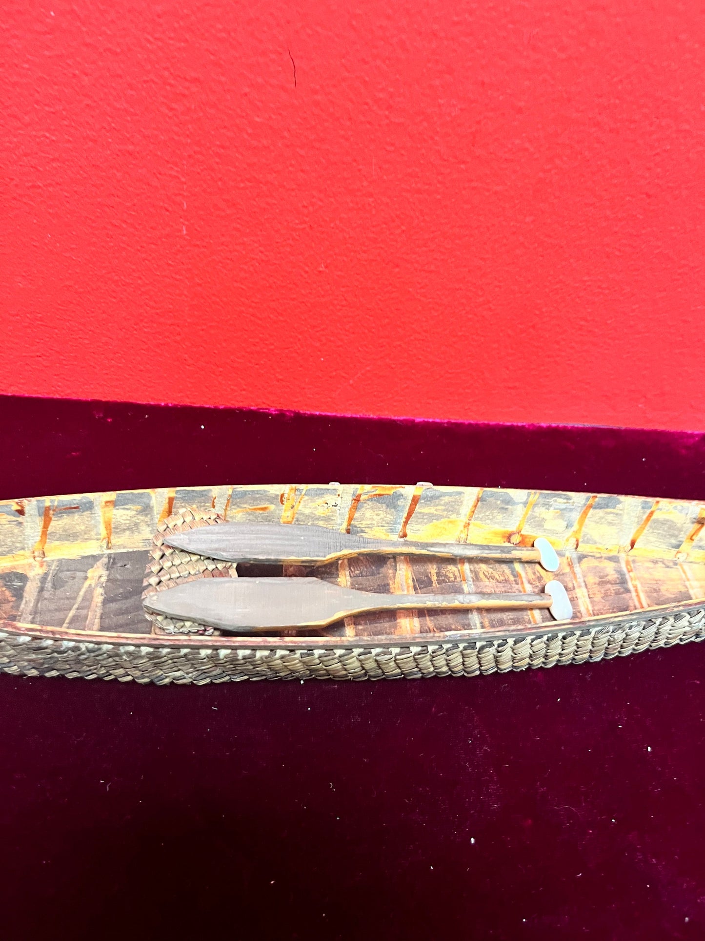 16 x 3 indigenous native Coast Salish canoe with original oars  stunning condition  museum quality
