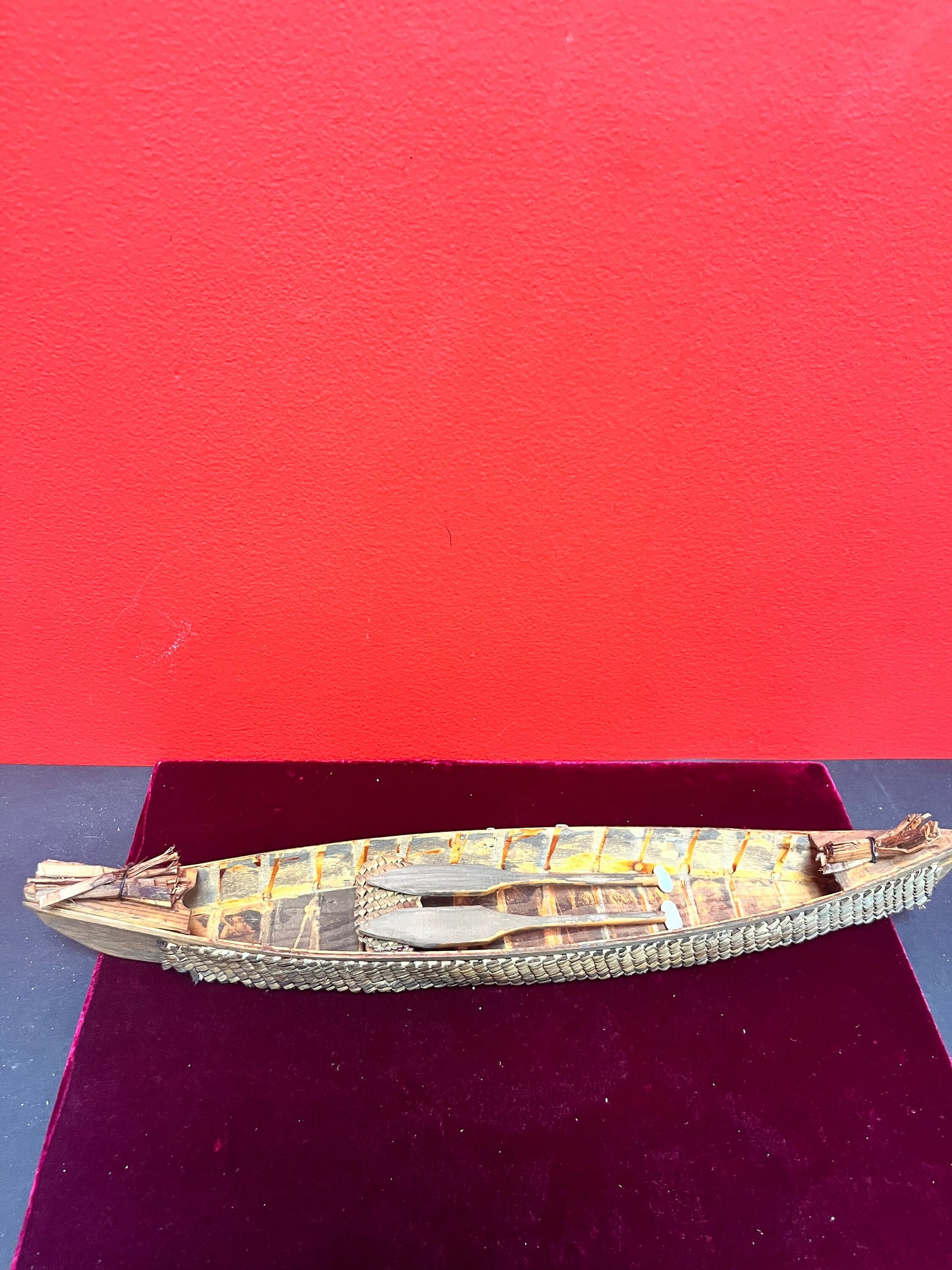 16 x 3 indigenous native Coast Salish canoe with original oars  stunning condition  museum quality