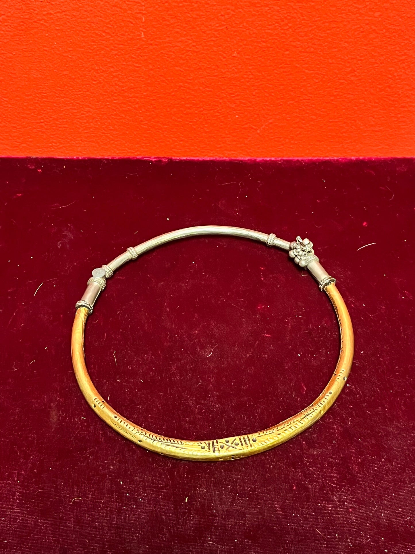 Stunning one of a kind tested  gold and silver Arabic choker necklace very heavy -  5 inch across when closed one of a kind